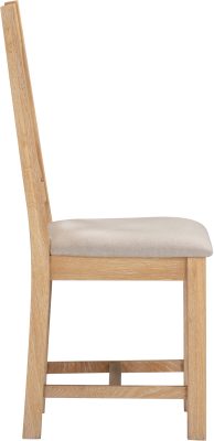 WINDSOR CROSS BACK DINING CHAIR (X2 PER BOX) - NATURAL OAK/OAT FABRIC