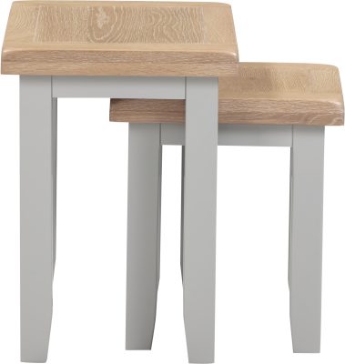 WINDSOR NEST OF 2 TABLES - PEBBLE GREY/OAK