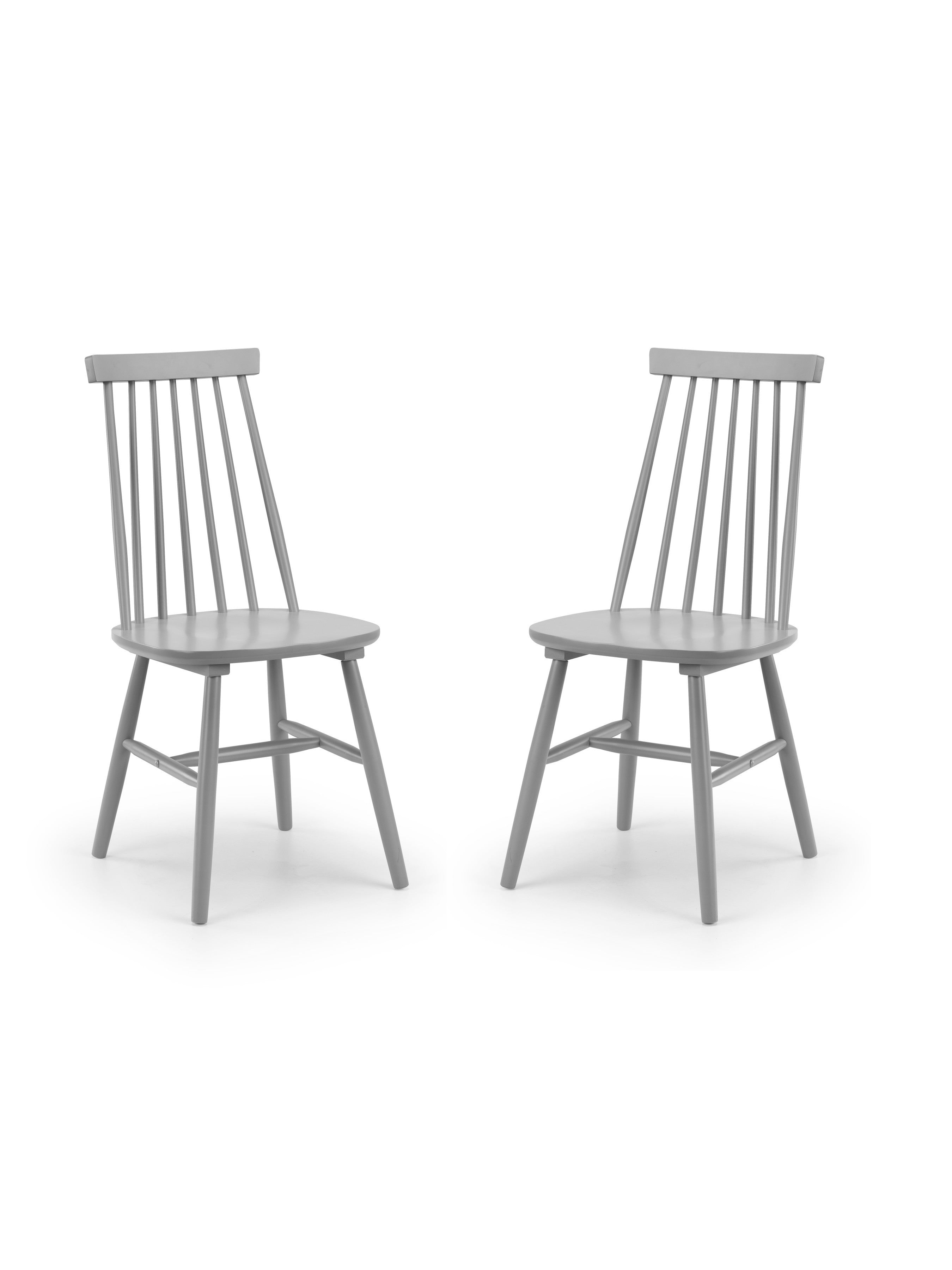 Set Of 2 Alassio Spindle Back Dining Chairs - Grey
