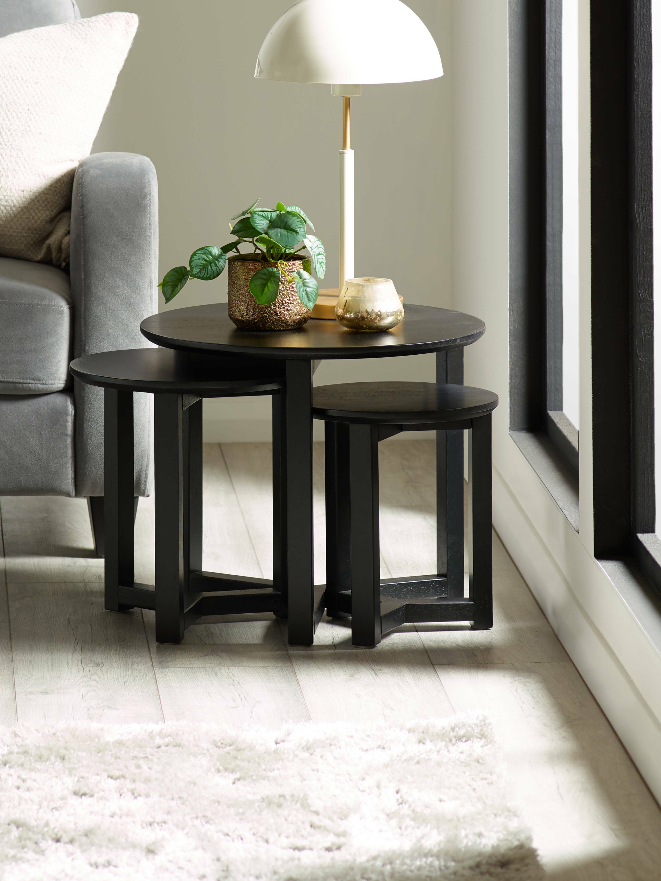 Nidri Black Nest Of 3 Tables