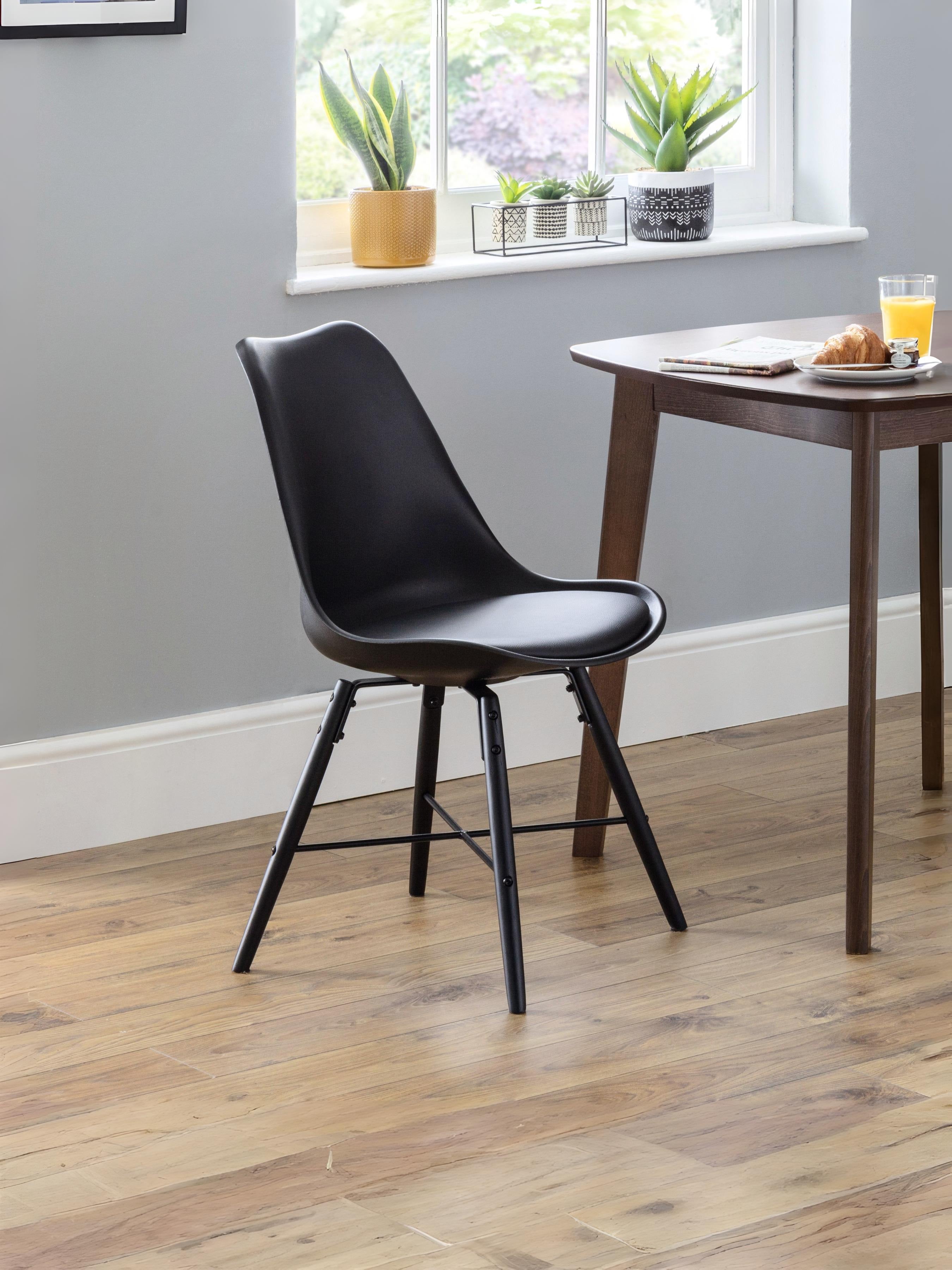 Set Of 2 Kari Dining Chairs - Black Seat & Black Legs