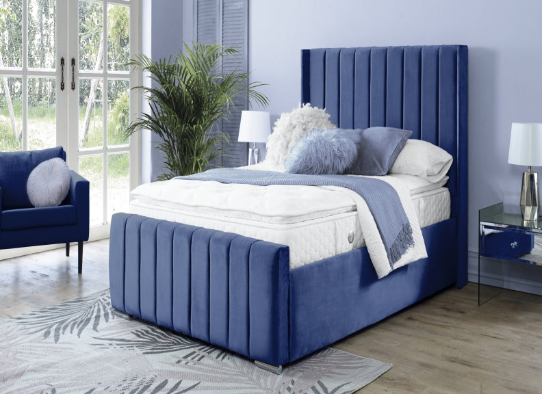 Zara Velvet Bed – Upholstered Frame with Optional Ottoman Storage
