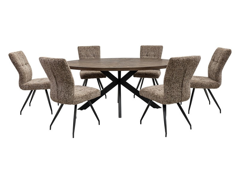 Samara Dark Wood Oval Dining Table W/Arabella Chairs