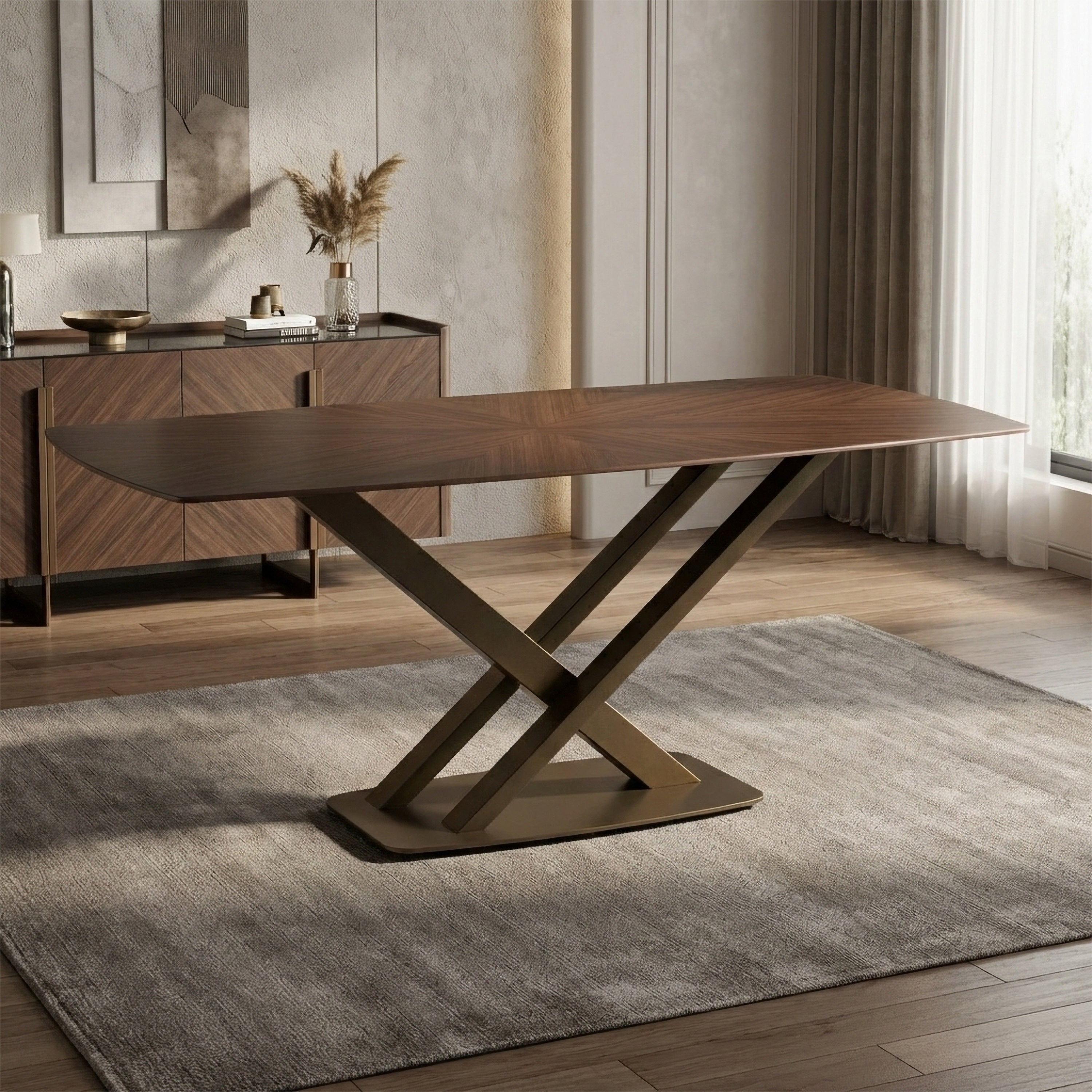 Solara Walnut 180cm Sintered Stone Dining Set
