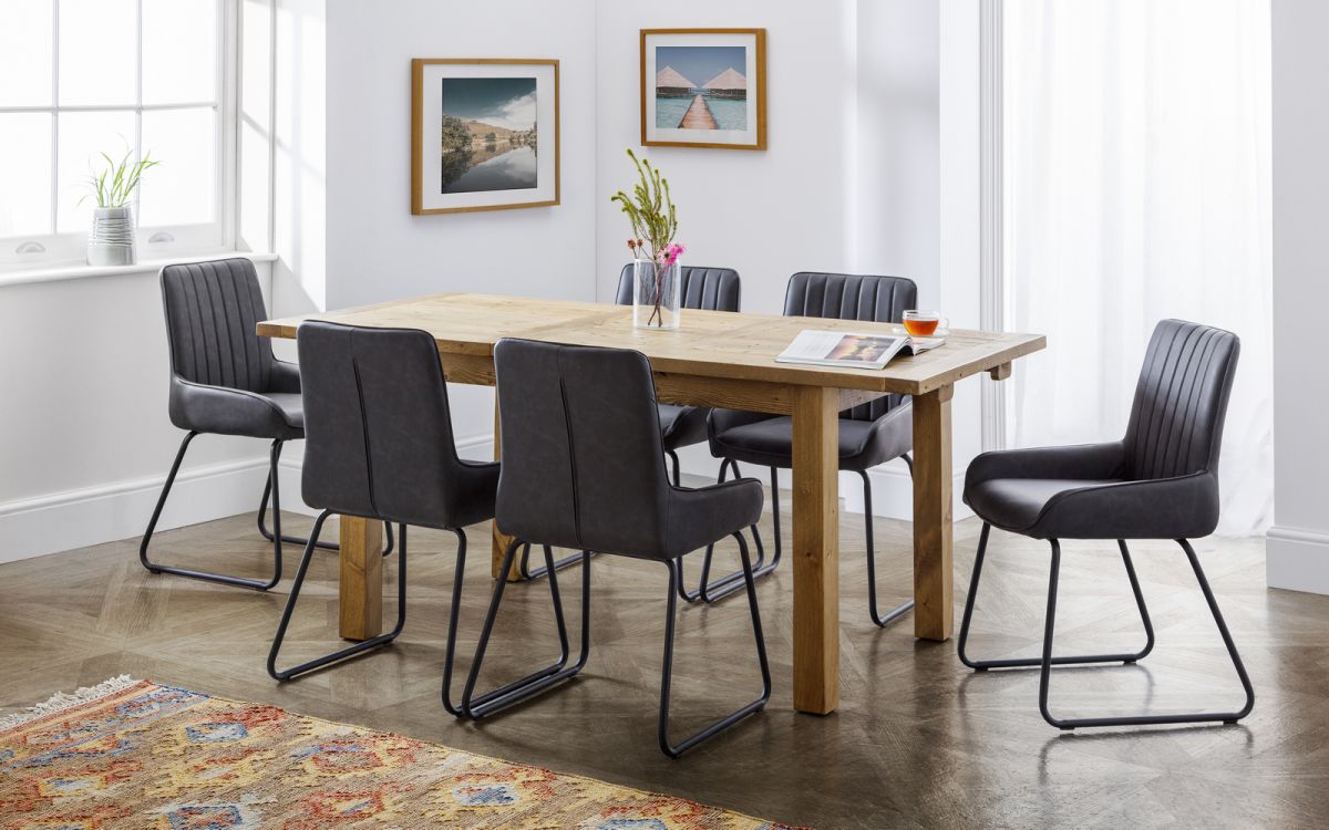 Soho Dining Chair | Antique Black Faux Leather & Metal Frame