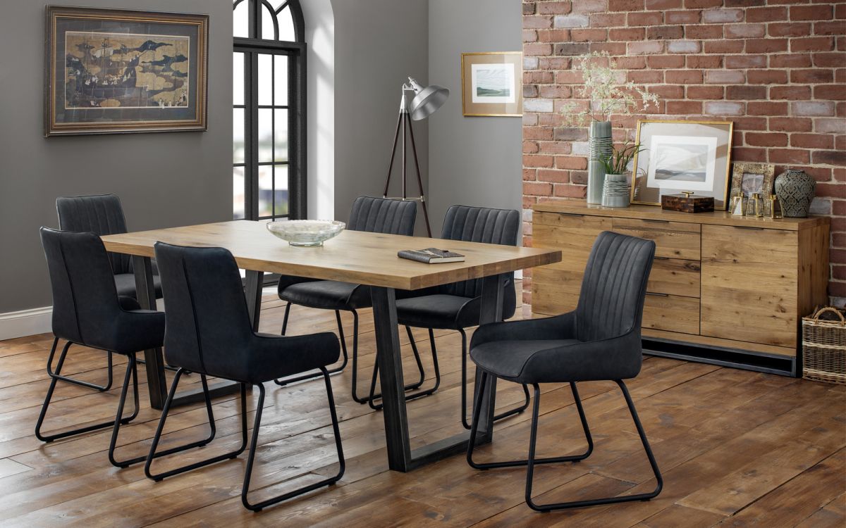 Soho Dining Chair | Antique Black Faux Leather & Metal Frame