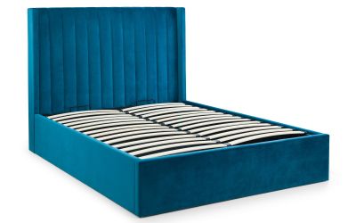 Langham Scalloped Headboard Storage Bed 135cm - Teal: Luxurious Comfort and Practical Storage by Homeline Furniture (Free Nationwide Delivery in 3-5 Weeks)