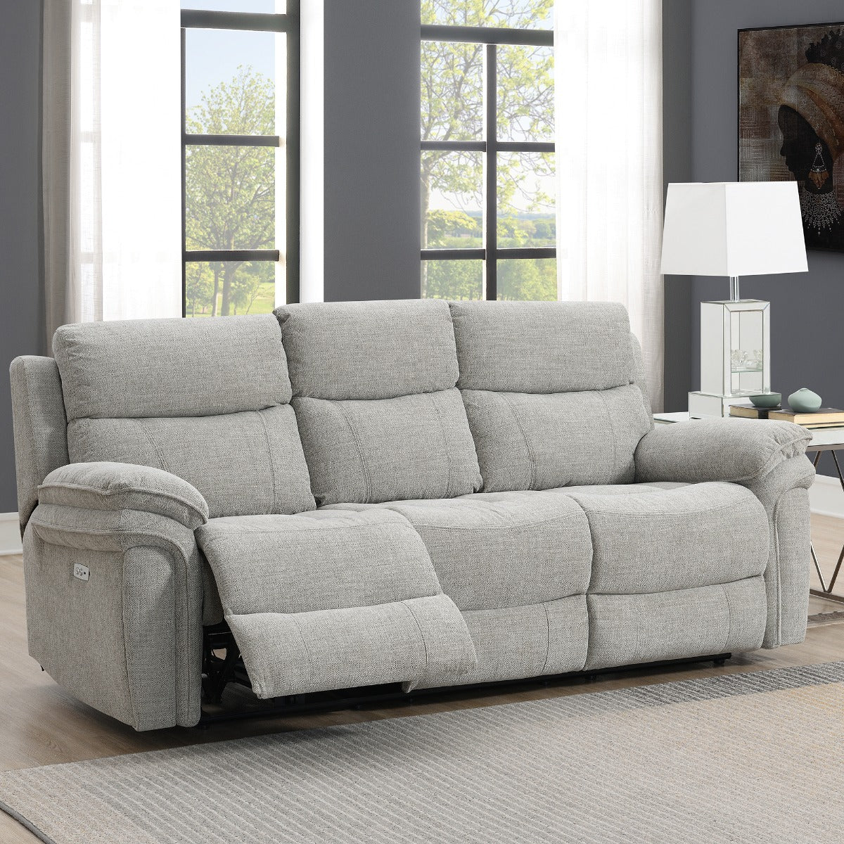 Harrow 3 Seater Elec Light Grey