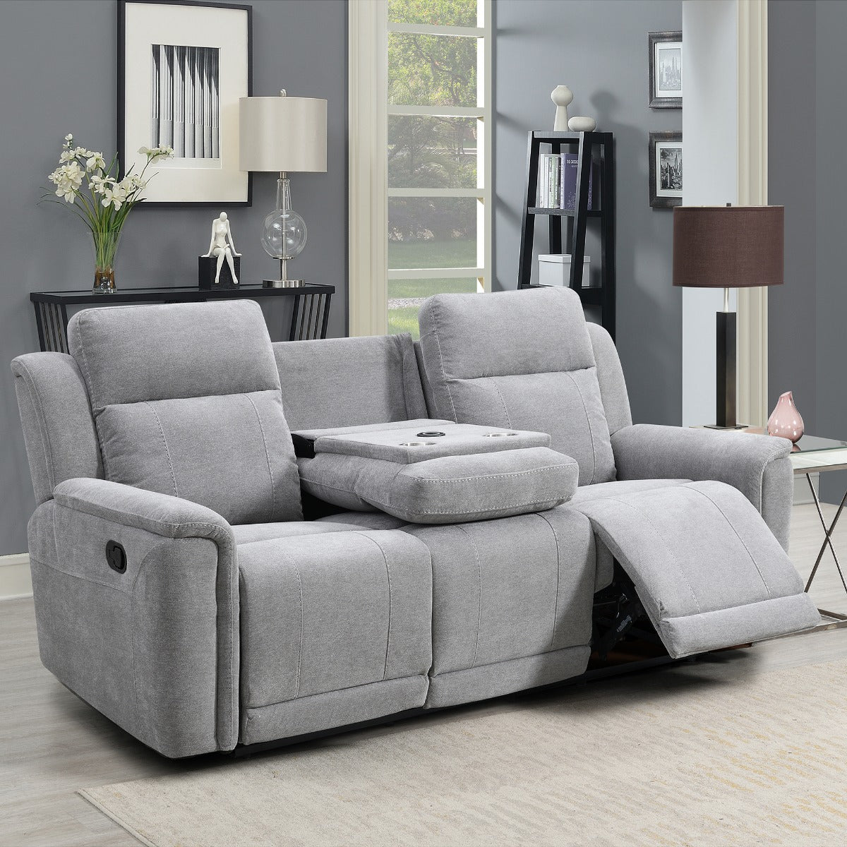 Somerton 3 Seater W/Consol Light Grey
