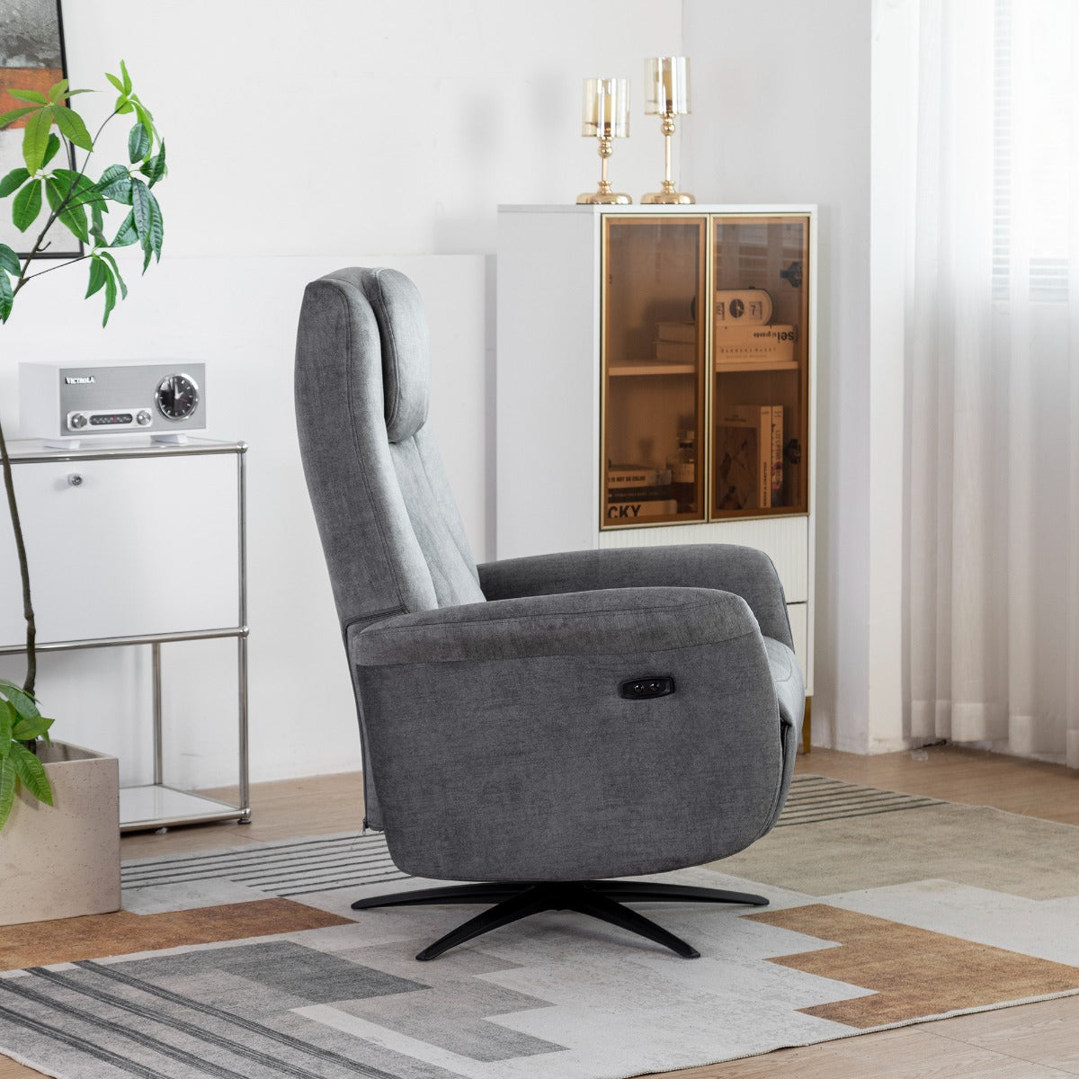 Caesar Swivel Electric Chair Grey