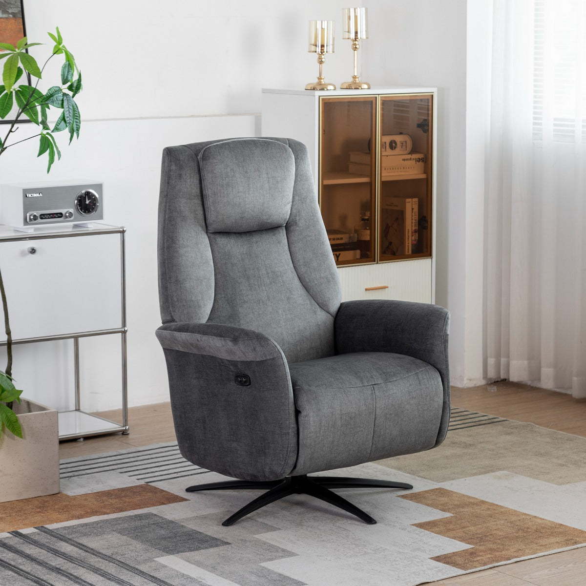 Caesar Swivel Electric Chair Grey