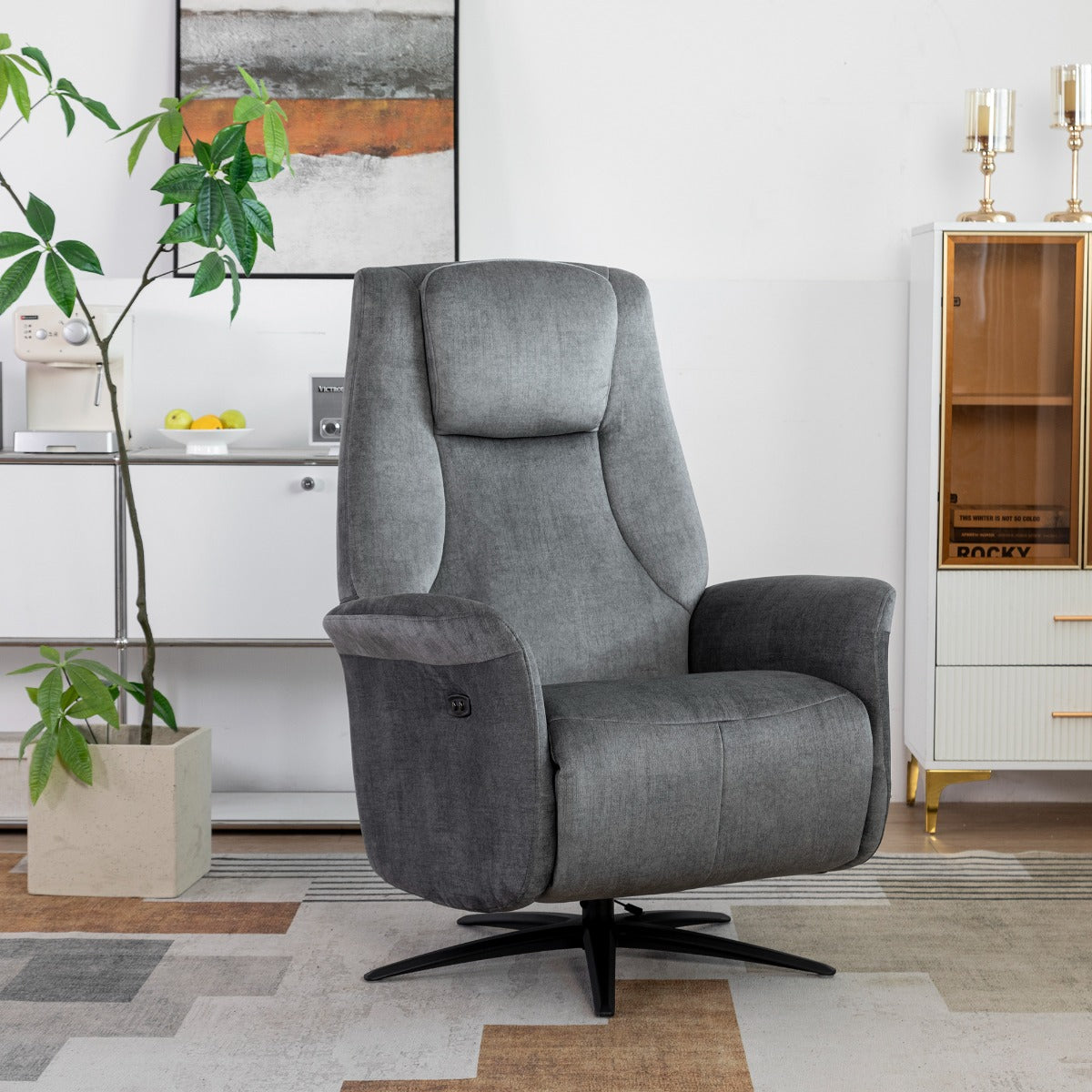 Caesar Swivel Electric Chair Grey