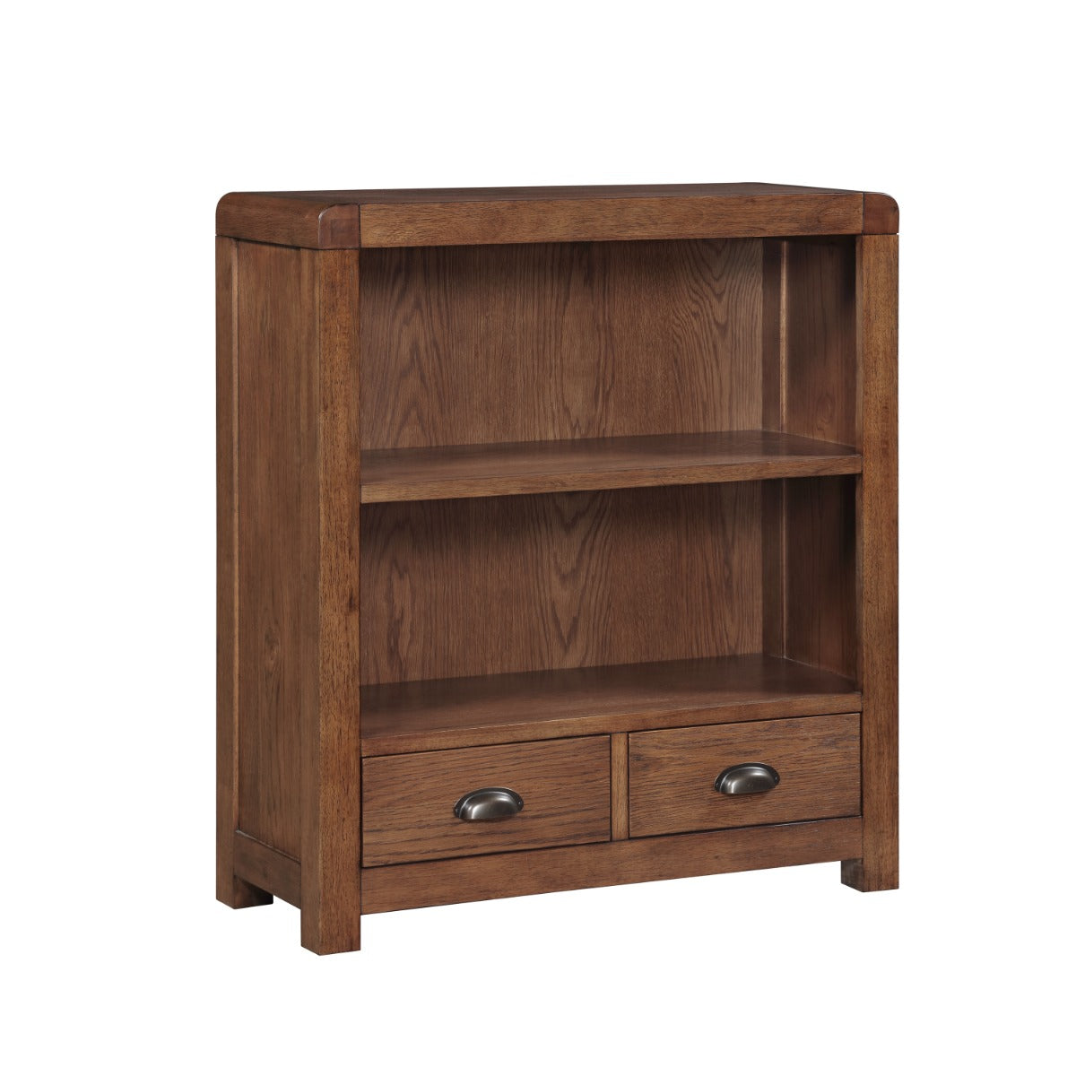Oakridge Dark Oak Low Bookcase With 2 Drawer