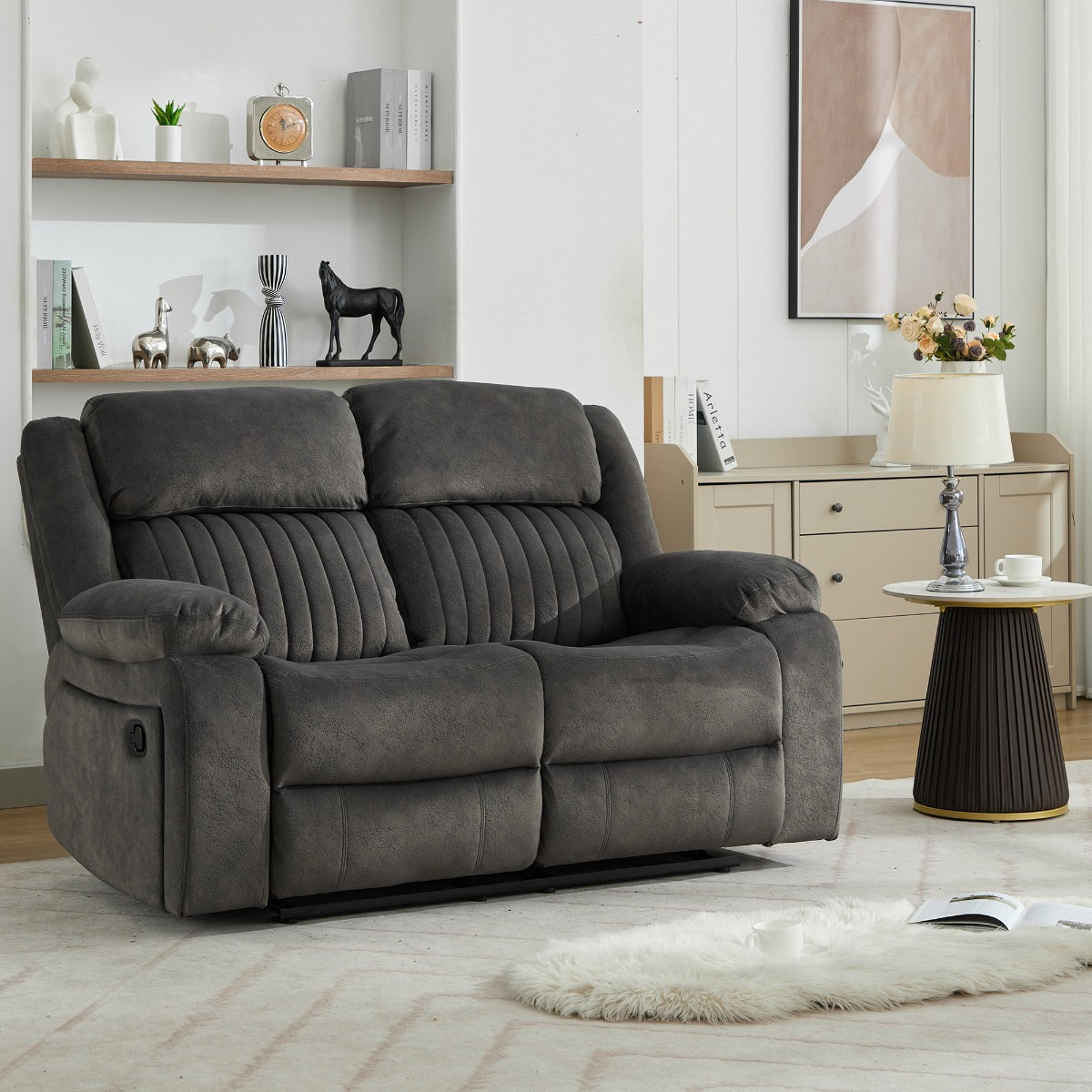 Morgan 2 Seater Recliner – Iron Fabric with Pocket Sprung Seats (PRE-ORDER FOR AUGUST)
