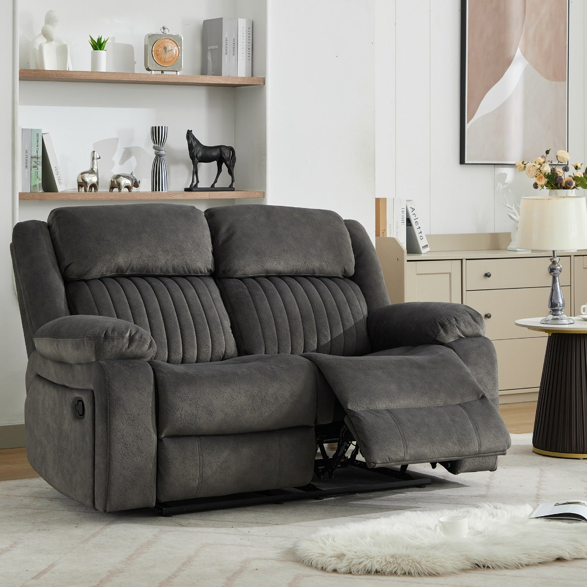 Morgan 2 Seater Recliner – Iron Fabric with Pocket Sprung Seats (PRE-ORDER FOR AUGUST)