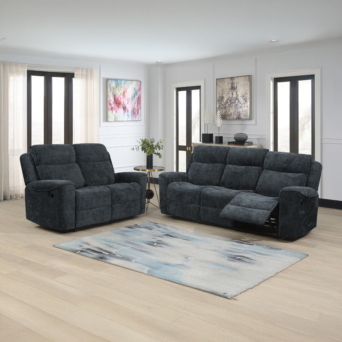 Sandhurst 2 Seater Recliner Dark Grey