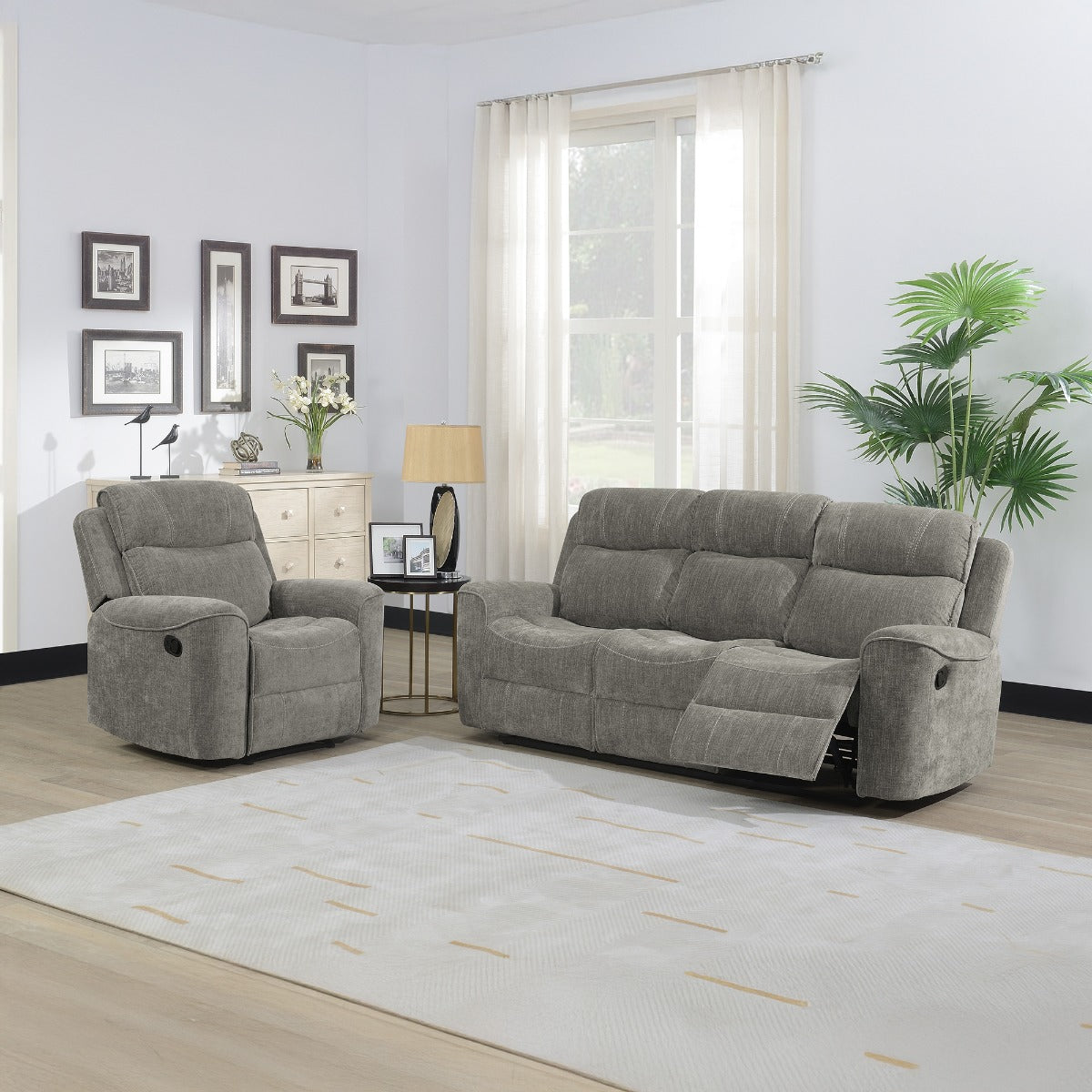 Sandhurst 3 Seater Recliner Light Grey