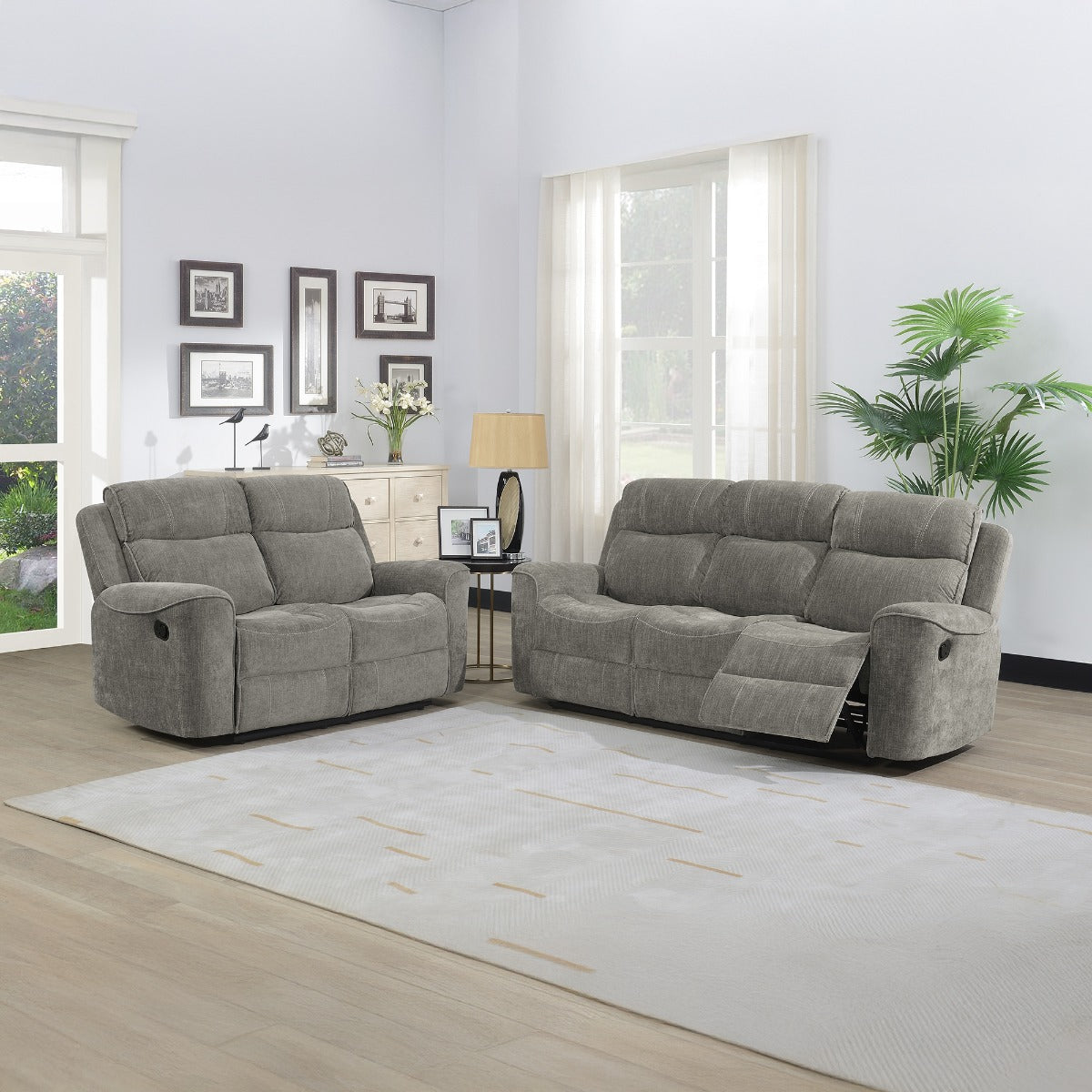 Sandhurst 2 Seater Recliner Light Grey