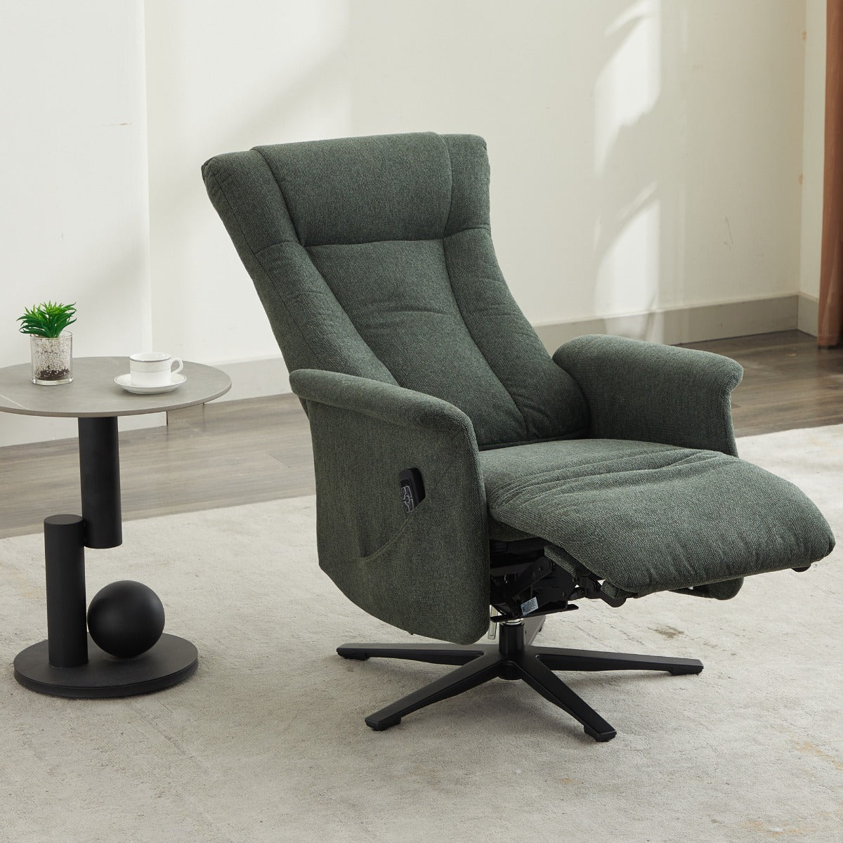 Apero Swivel Electric Recliner Winter Moss - Dual Motor