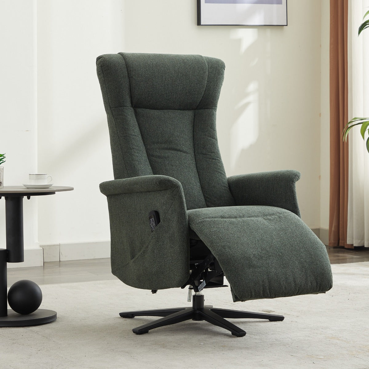 Apero Swivel Electric Recliner Winter Moss - Dual Motor