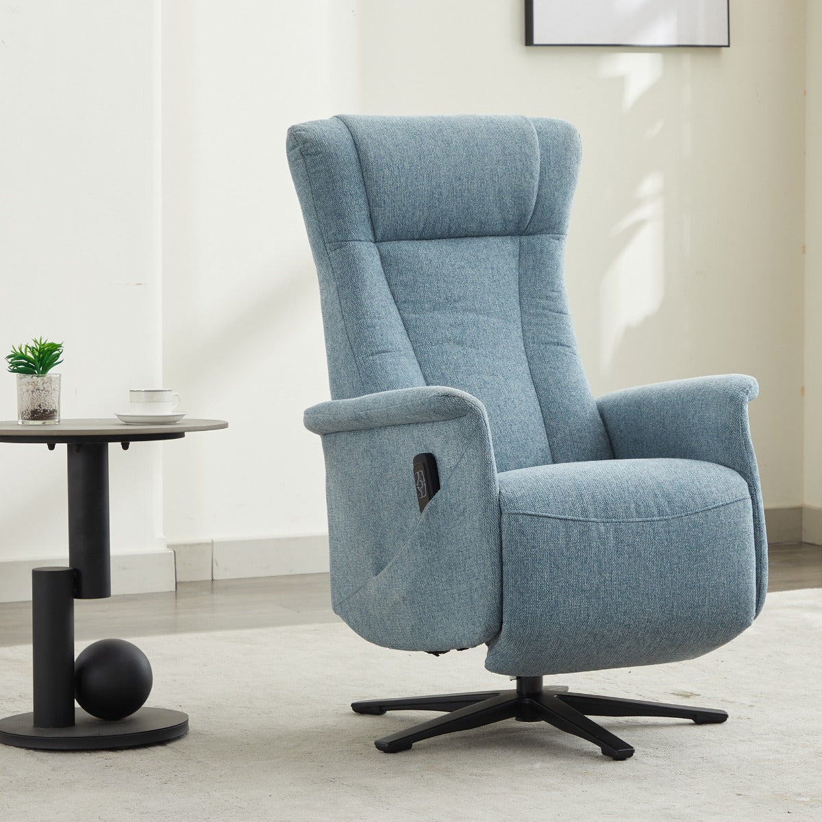 Apero Swivel Electric Recliner Ice Blue - Dual Motor