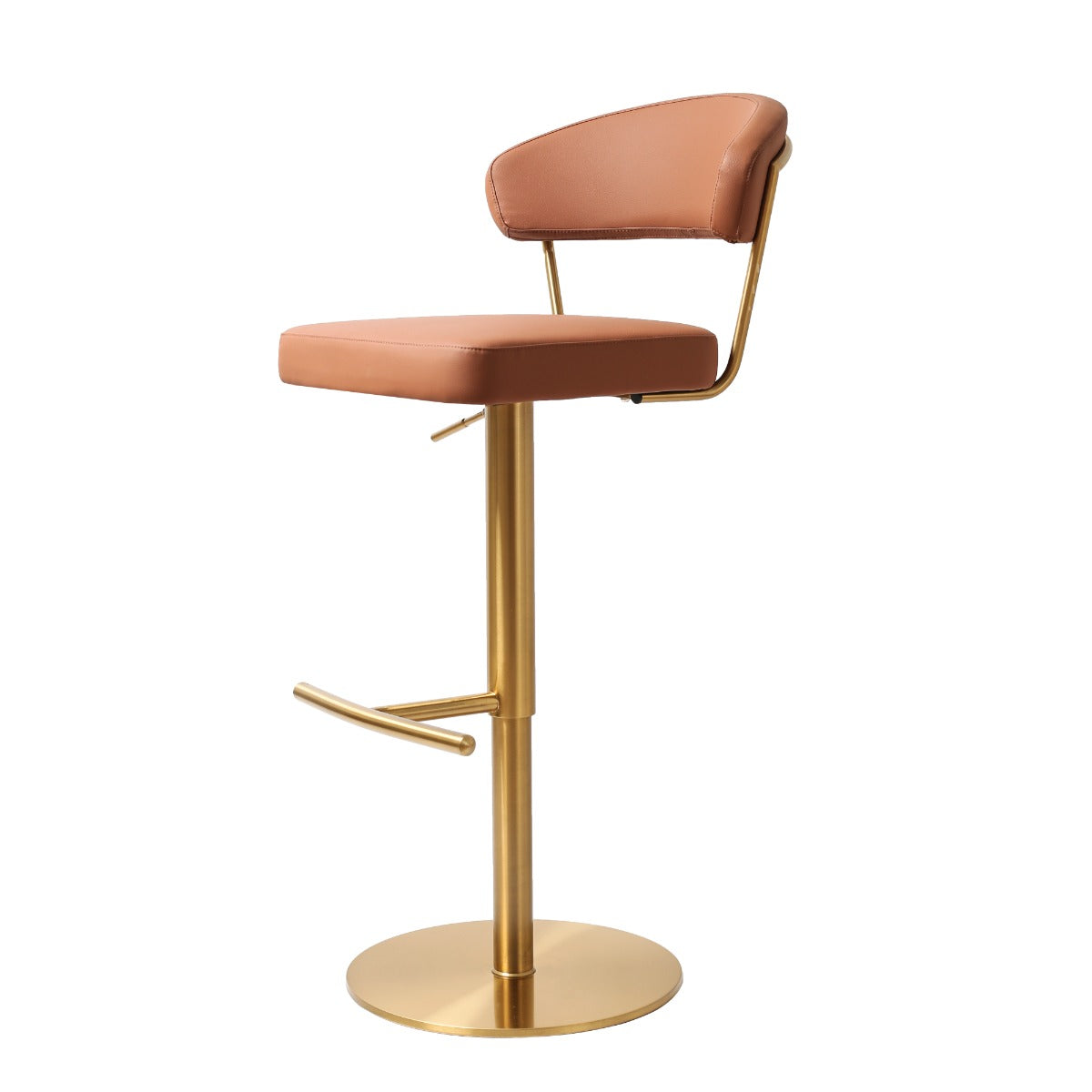 Strata Barstool Gold Saddle Brown PU