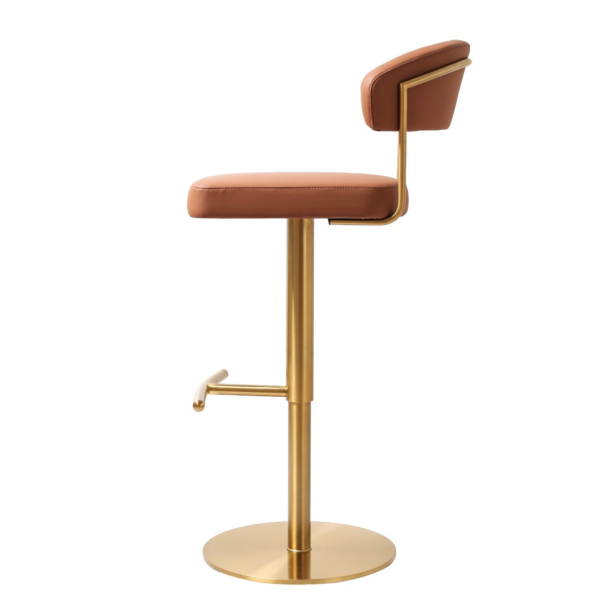 Strata Barstool Gold Saddle Brown PU