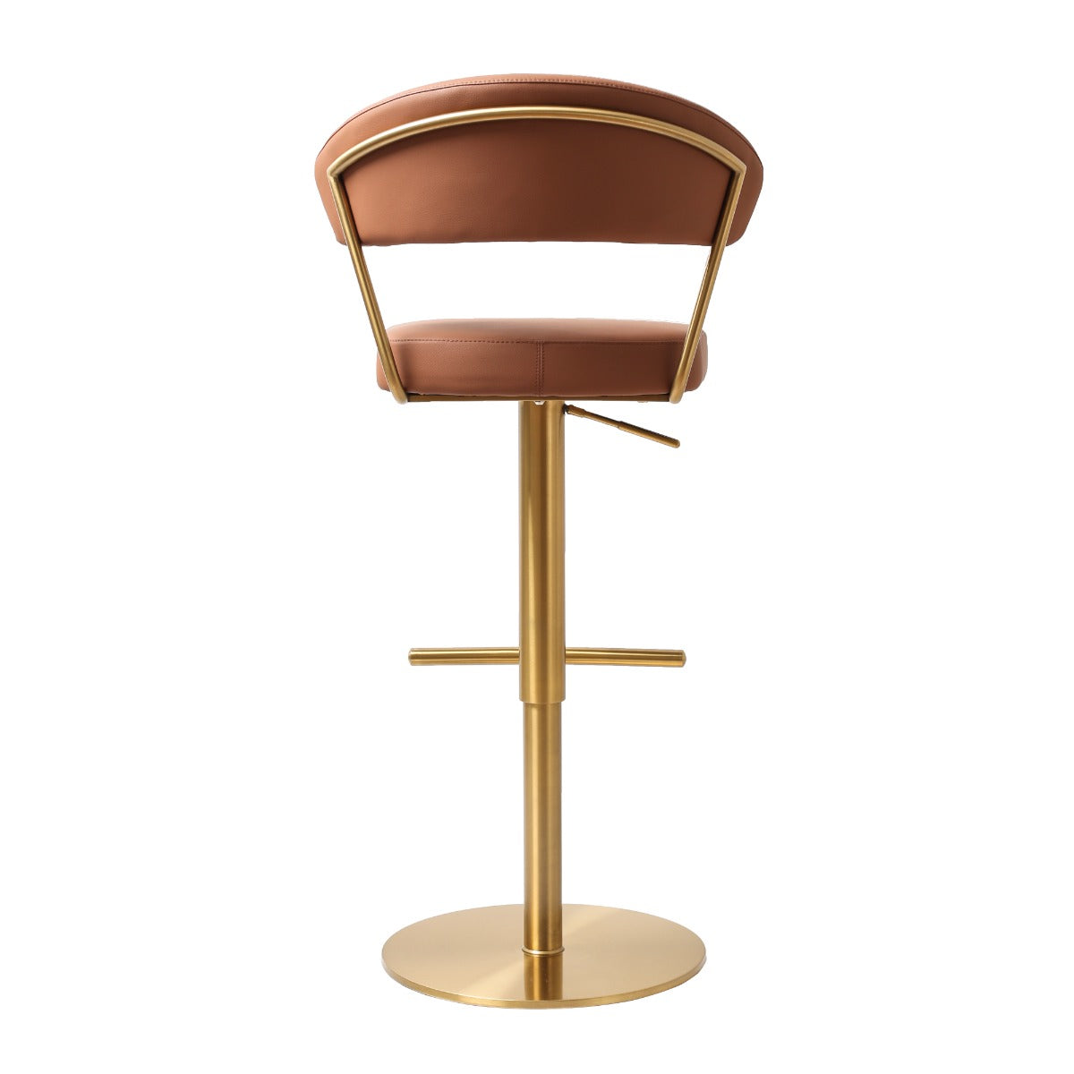 Strata Barstool Gold Saddle Brown PU