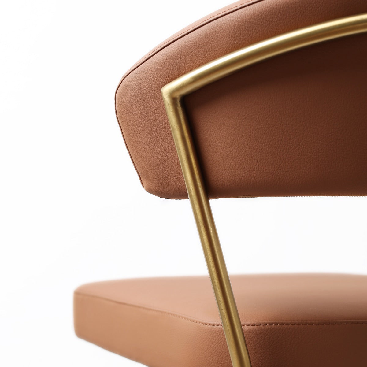 Strata Barstool Gold Saddle Brown PU