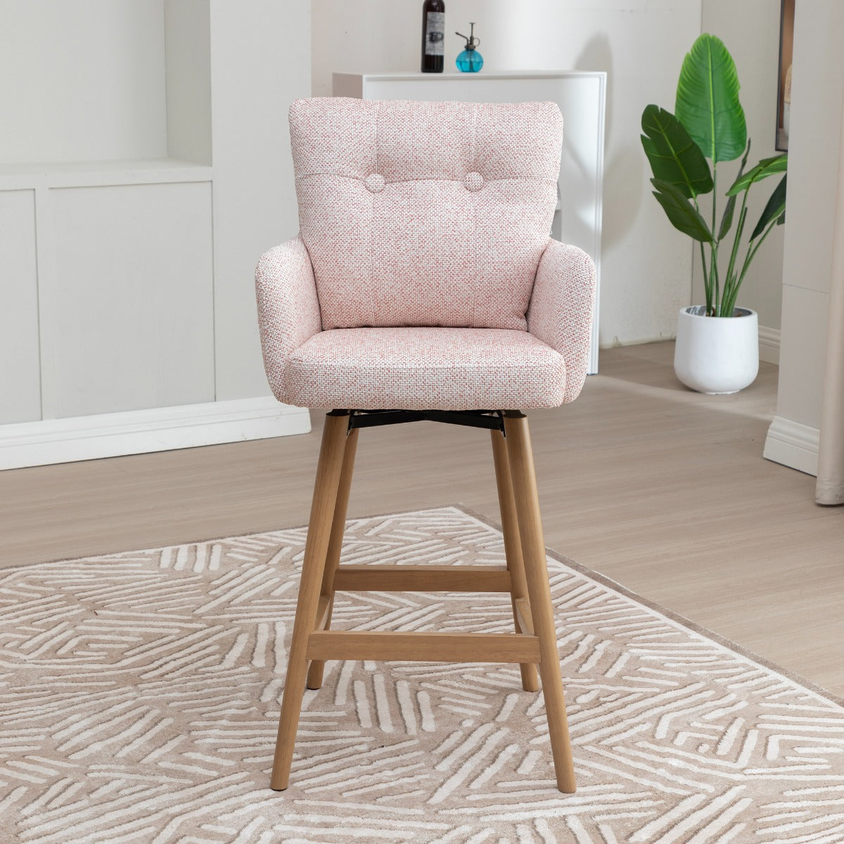 Cotswold Fabric Counter Stool Blush Pink