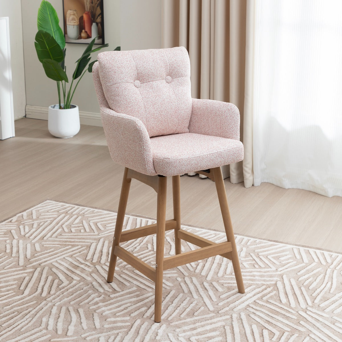 Cotswold Fabric Counter Stool Blush Pink