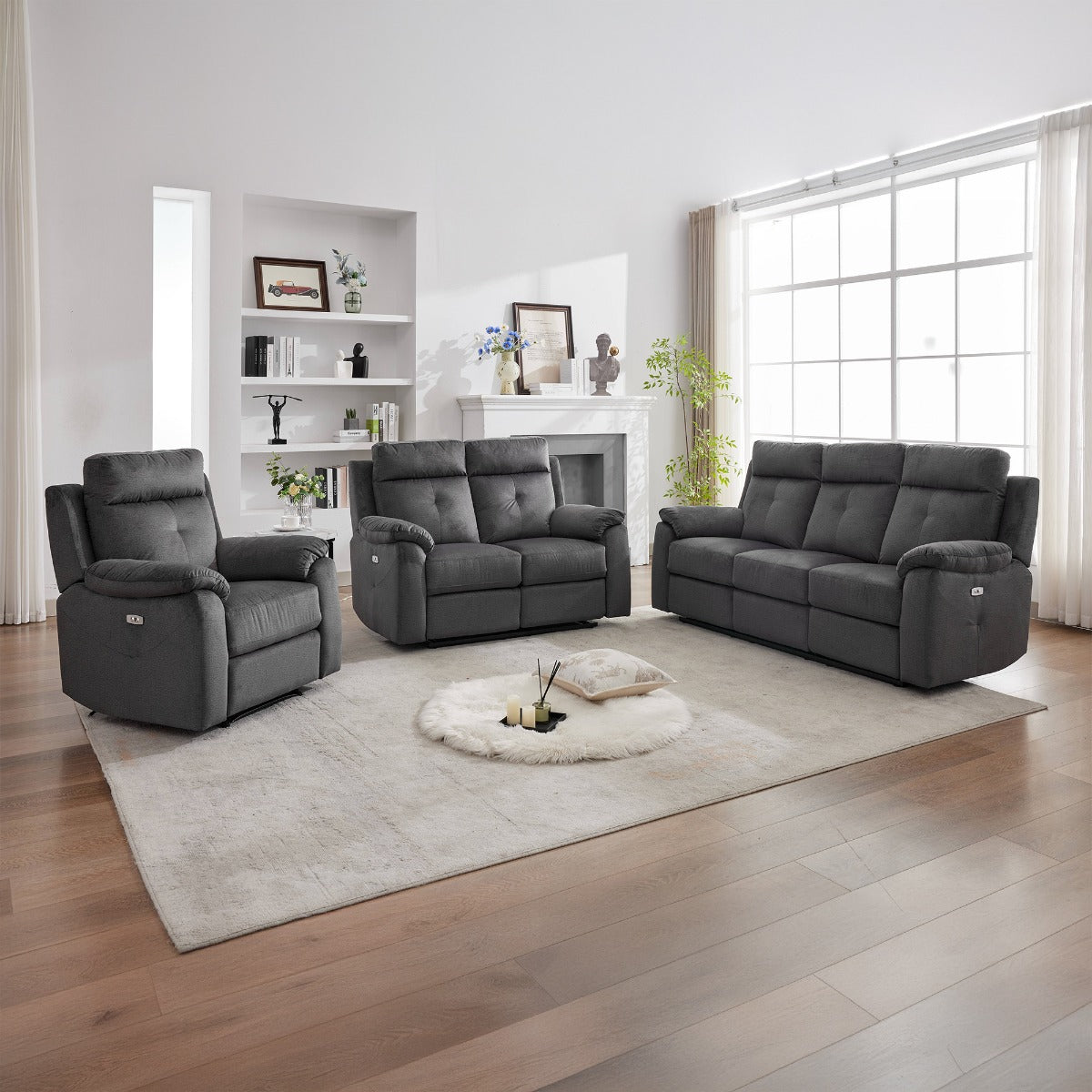 Palermo  3+1+1 Fabric Suite Anthracite (Electric)