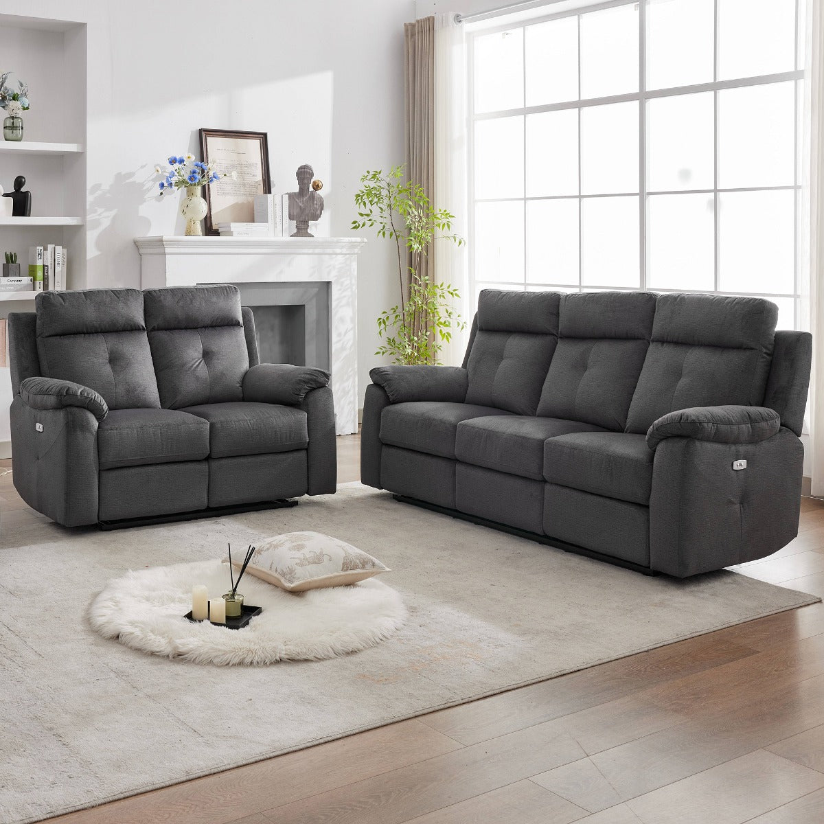 Palermo  3+2  Fabric Suite Anthracite (Electric)