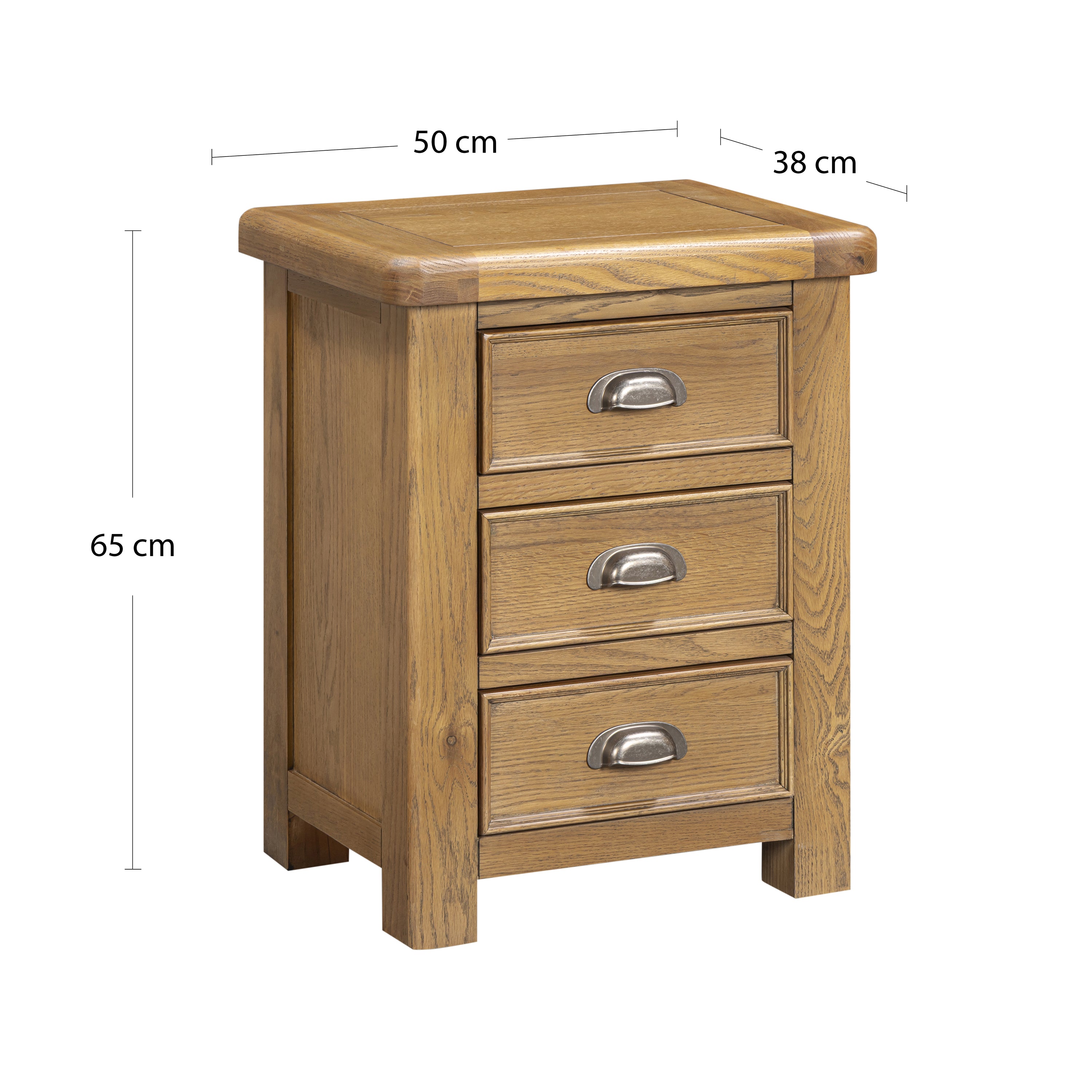 Dorchester Oak 3 Drawer Bedside Table
