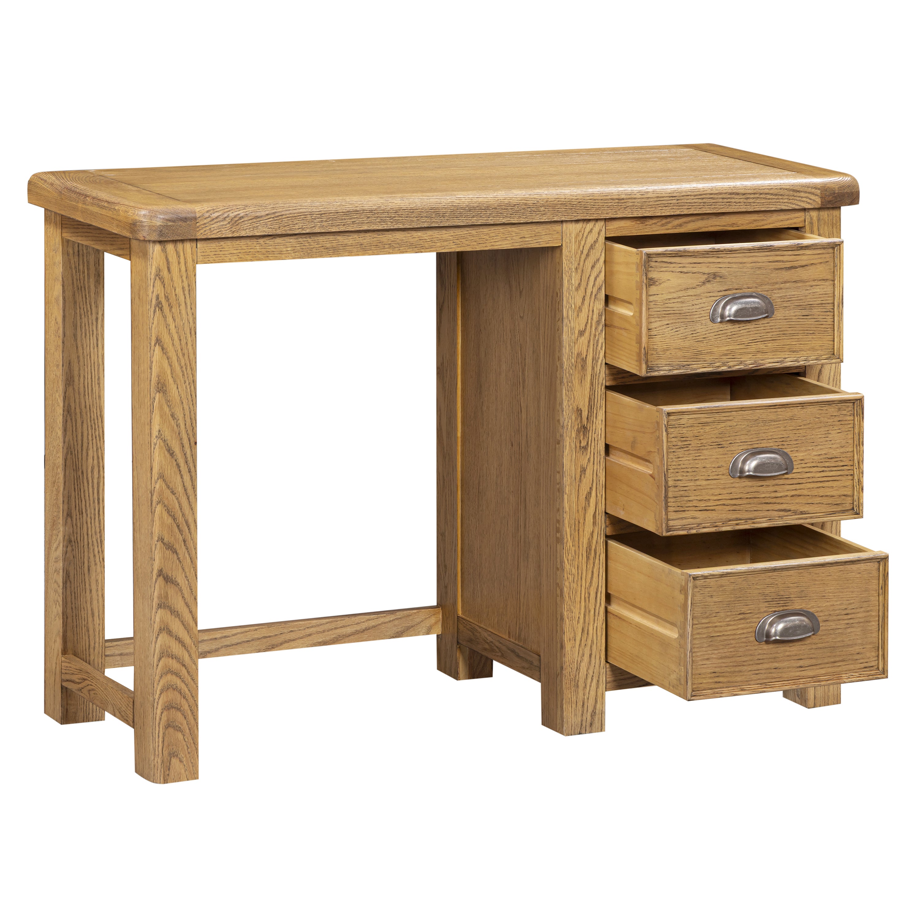 Dorchester Oak Dressing Table, Vanity Mirror & Stool