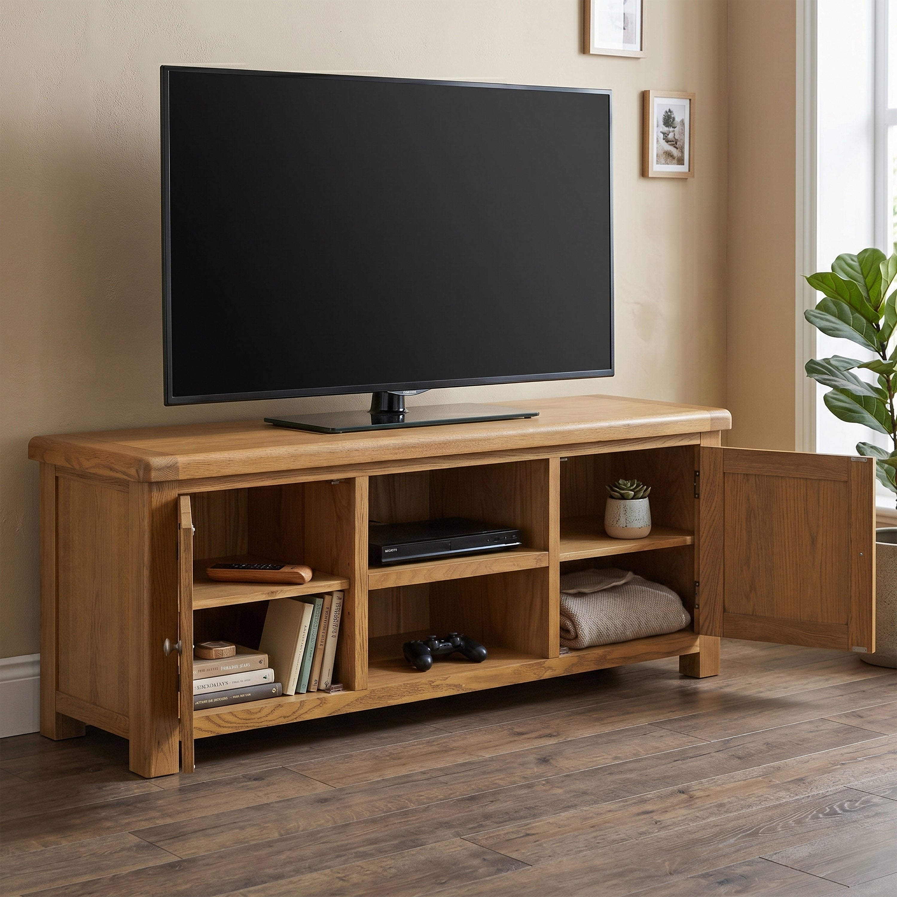 Dorchester Oak Large TV Unit with 2 drawers