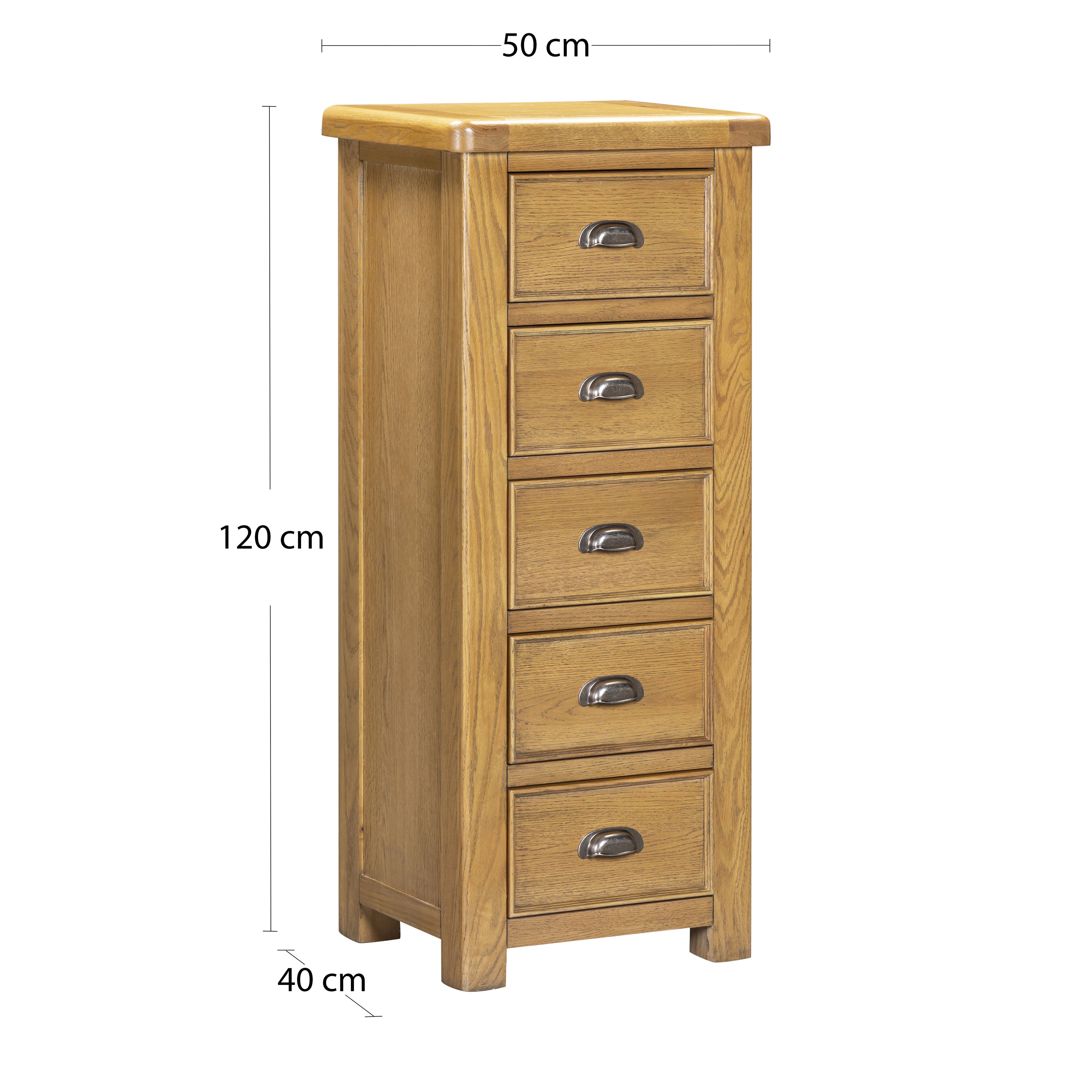 Dorchester Oak 5 Drawer Narrow Chest