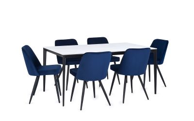 Miami Rectangular Stone Top Dining Table - White Marble | Luxury Dining Furniture