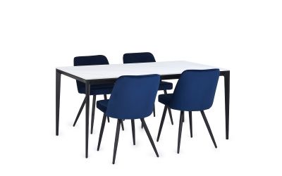 Miami Rectangular Stone Top Dining Table - White Marble | Luxury Dining Furniture