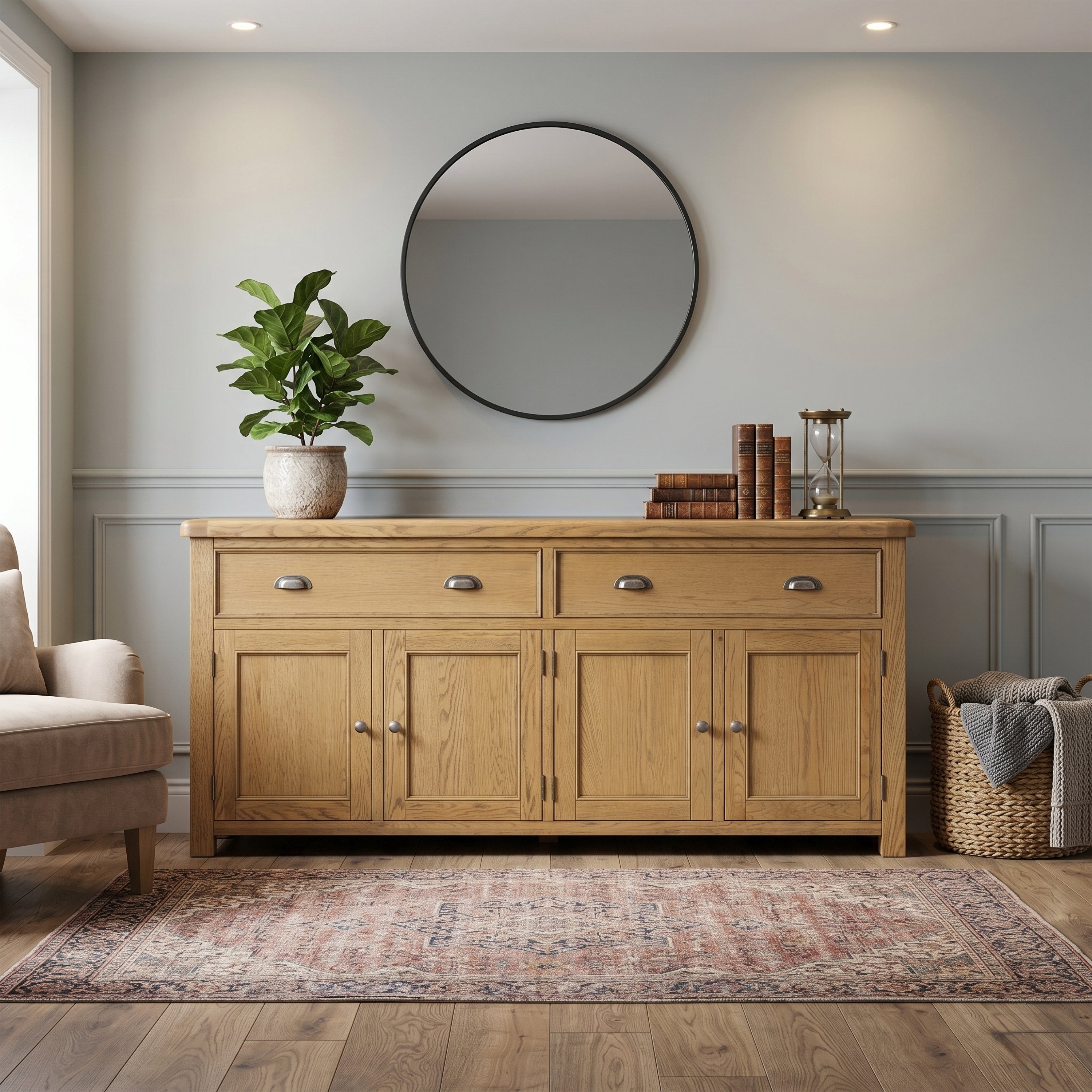 Dorchester Oak 4 Door Sideboard