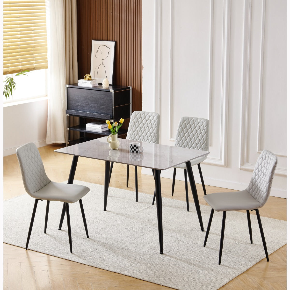 Argenta Dining Set - Light Grey Chairs