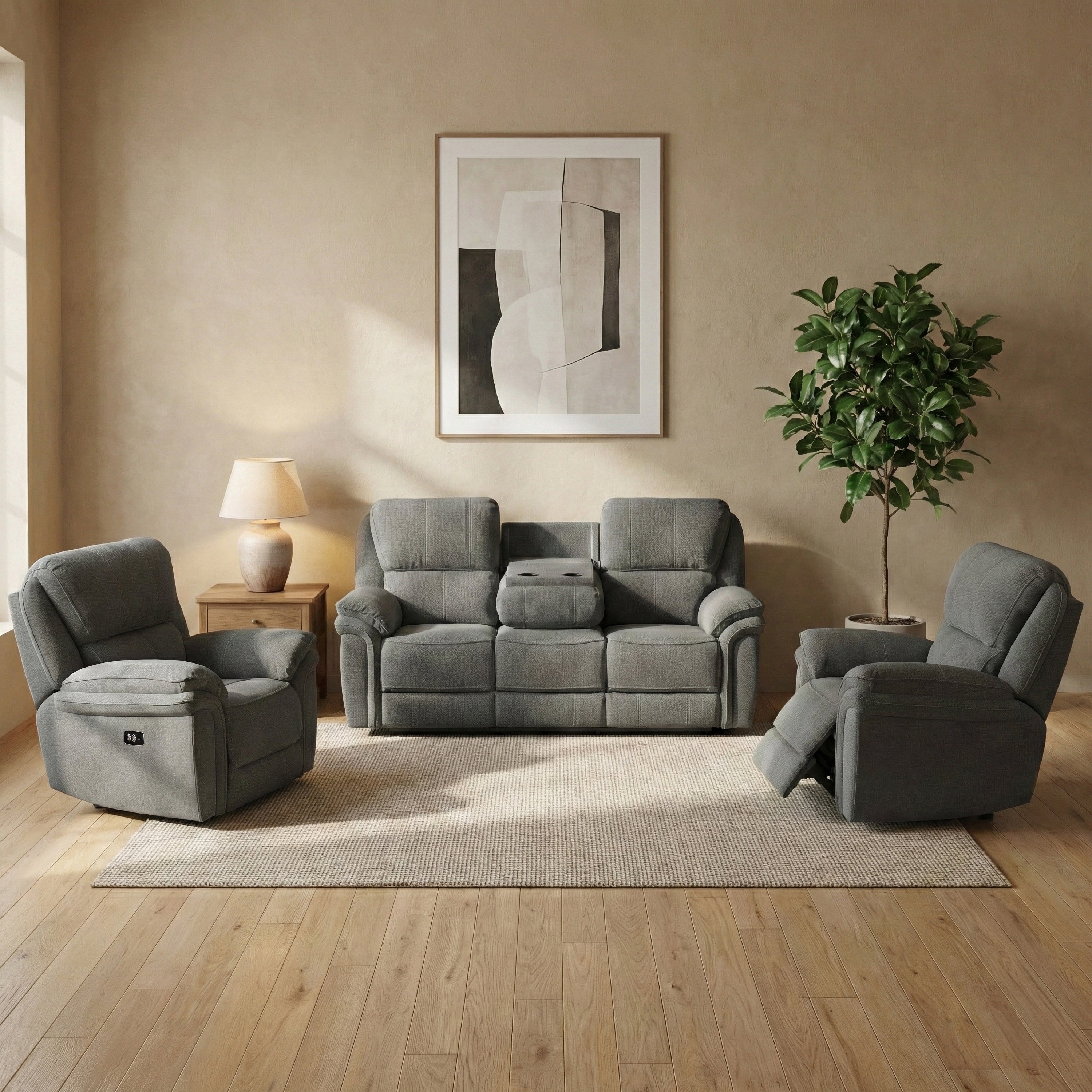 Westbury Electric Reclining 3+1+1 Suite Stone