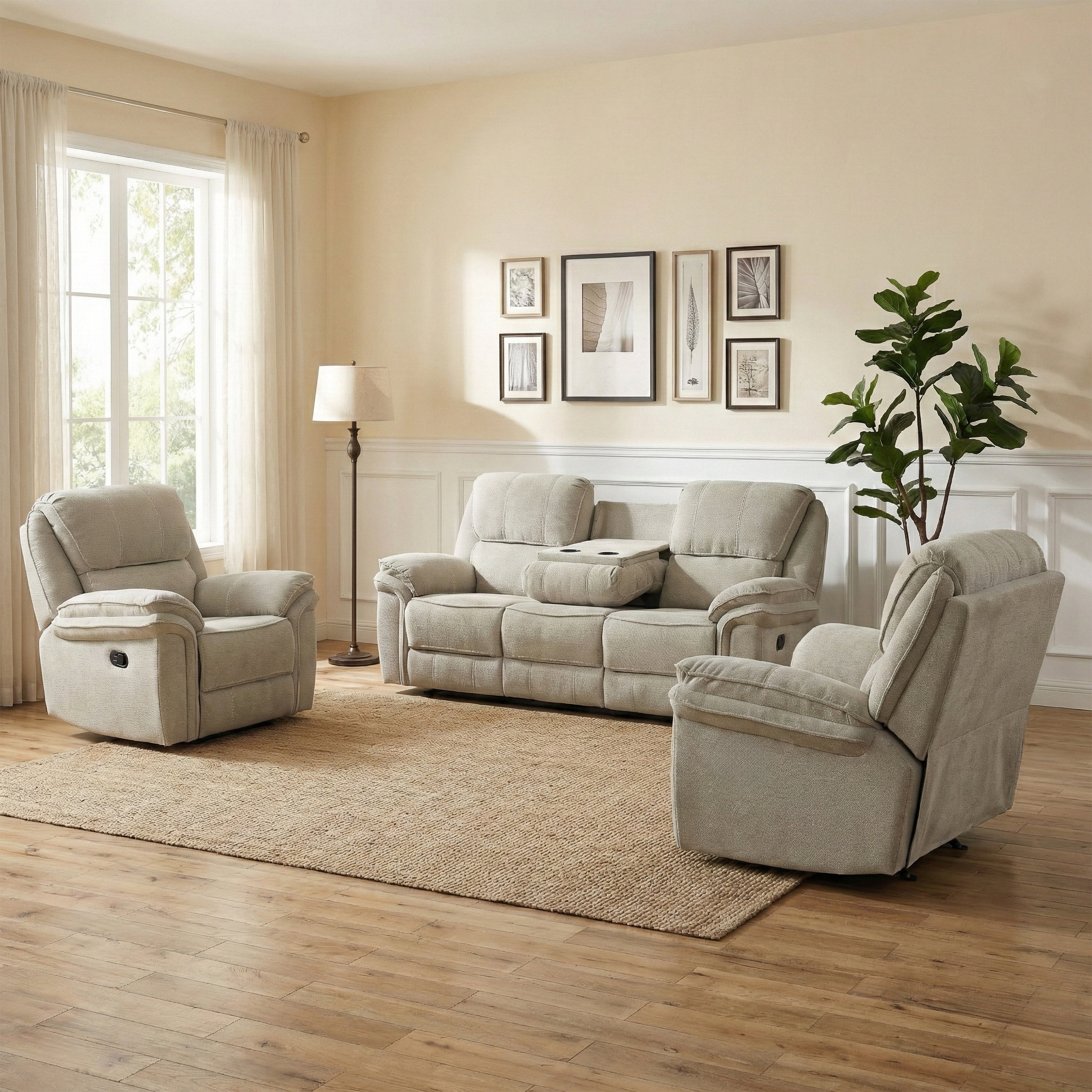 Westbury Manual Reclining 3+1+1 Suite Beige