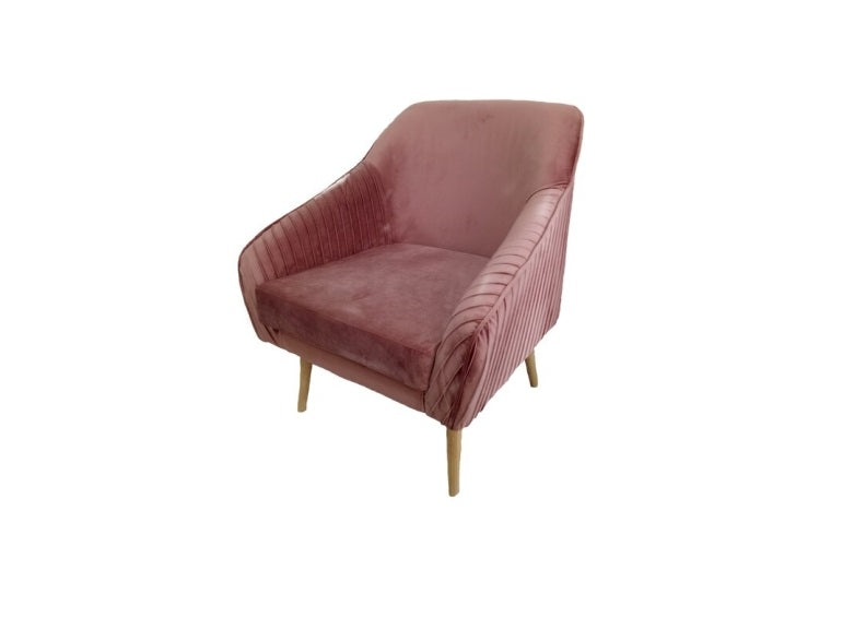 Luxurious Velvet Pink Occasional Chair - Model 19079