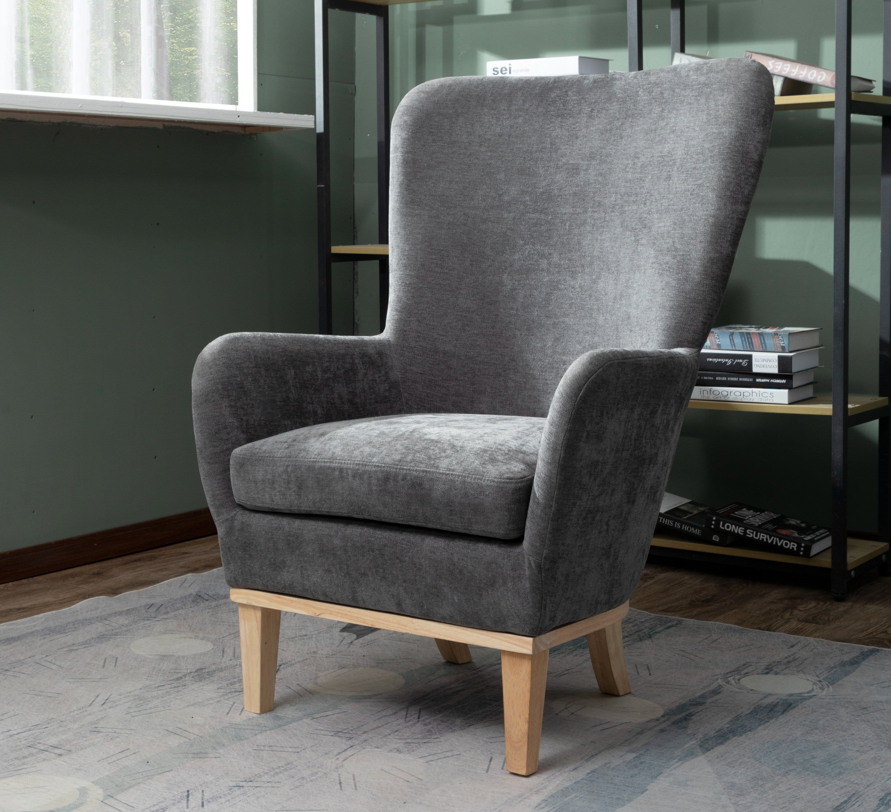 Chair + Footstool 1986 Dark Grey