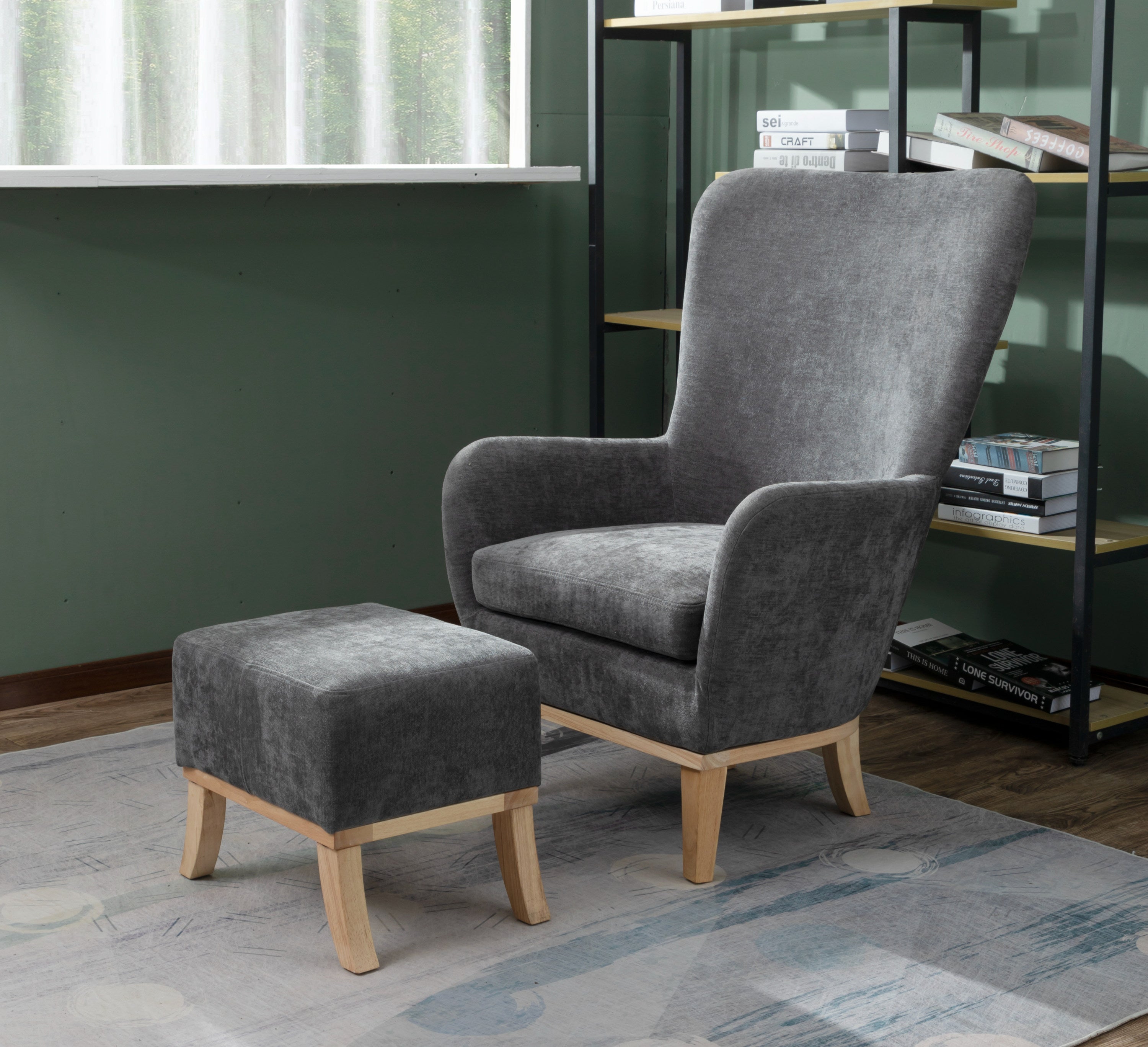 Chair + Footstool 1986 Dark Grey