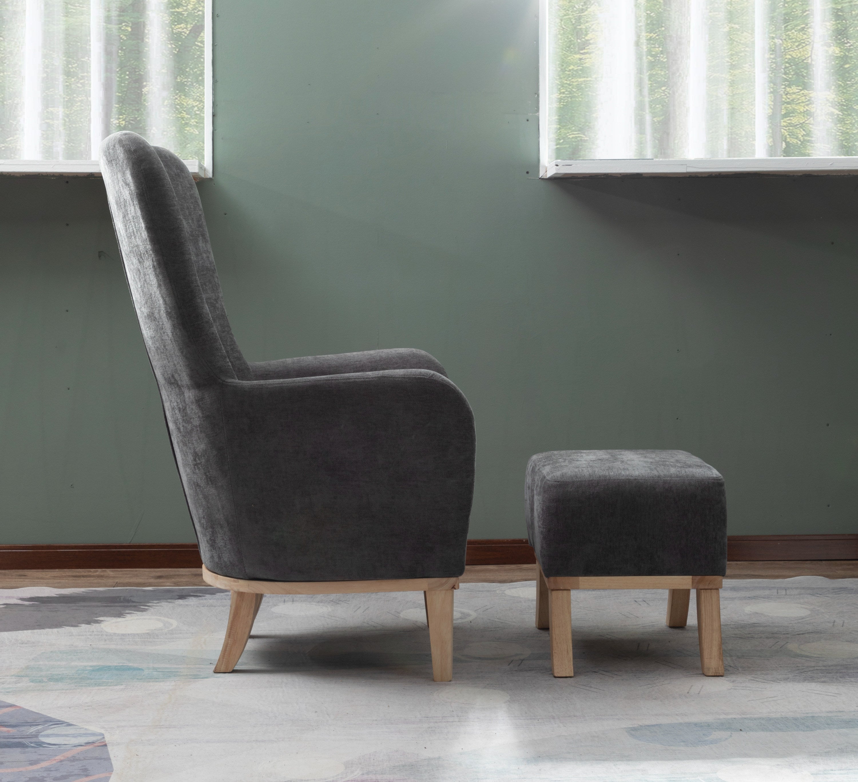 Chair + Footstool 1986 Dark Grey