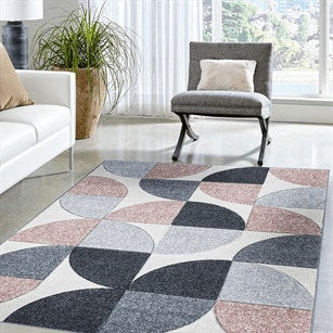 Mason Rug 104 in Grey and Pink, Medium (120x170) - Express Delivery in 3-5 Days