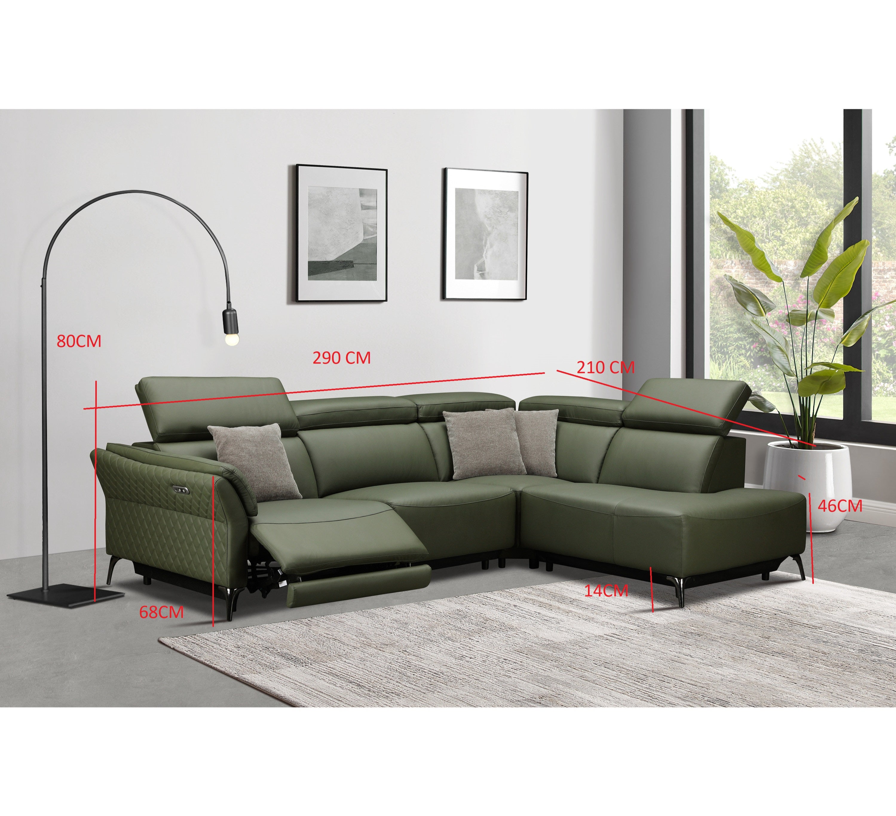 Milan Electric Corner Suite (Forest Green)