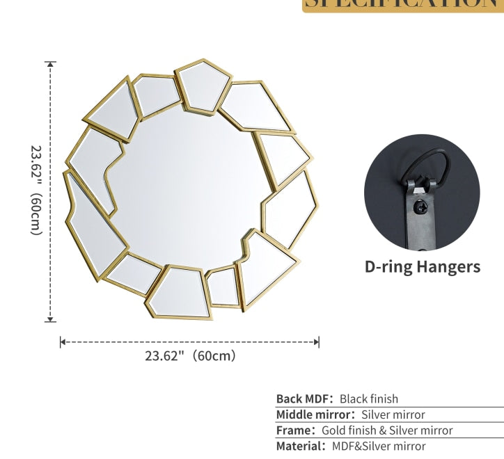GD002 Geometric Mirror – 60x60cm with Gold Framing